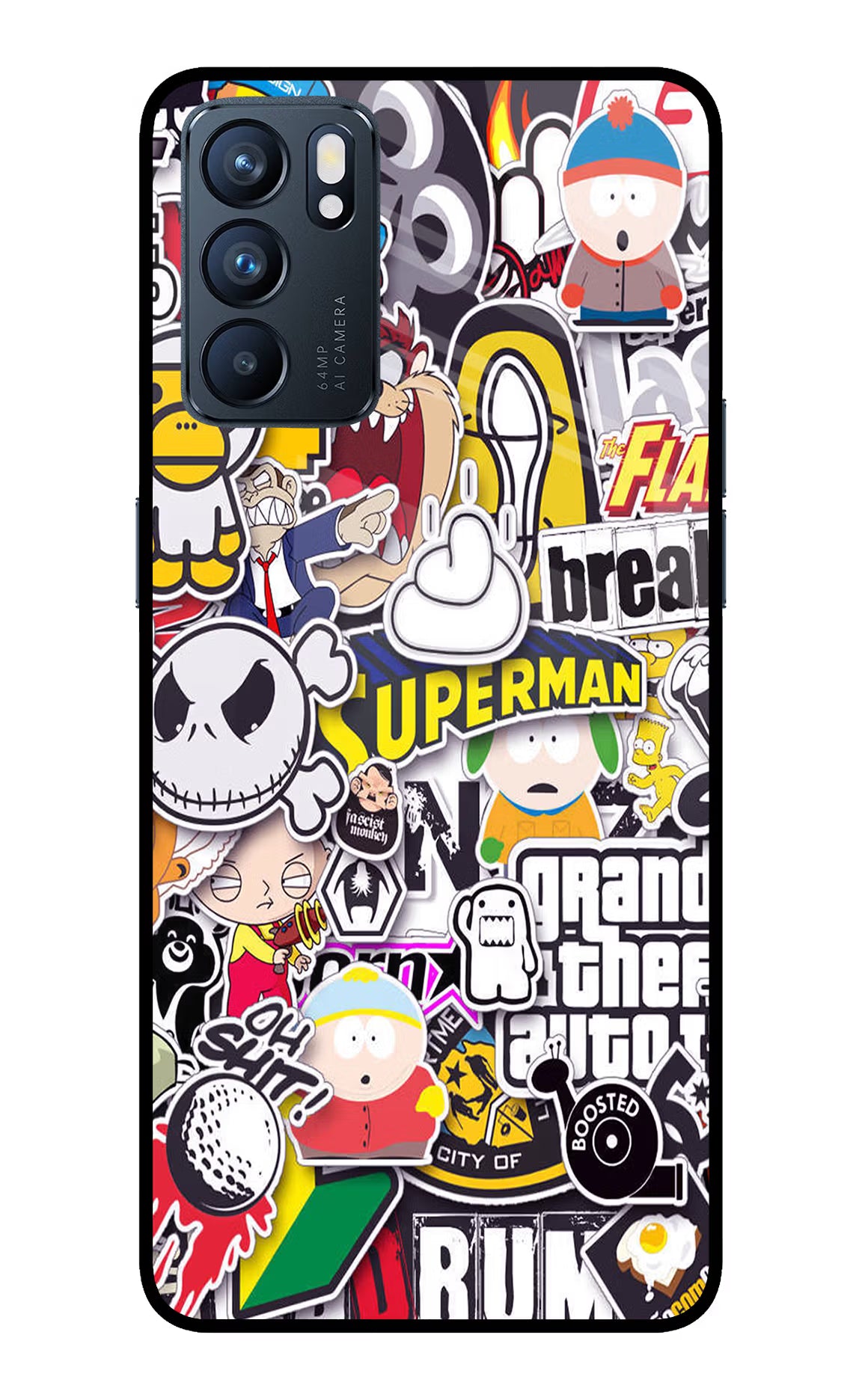 Sticker Bomb Oppo Reno6 5G Glass Case - Sticker Bomb Oppo Reno6 5G Glass Case Sticker Bomb Oppo Reno6 5G Glass Case