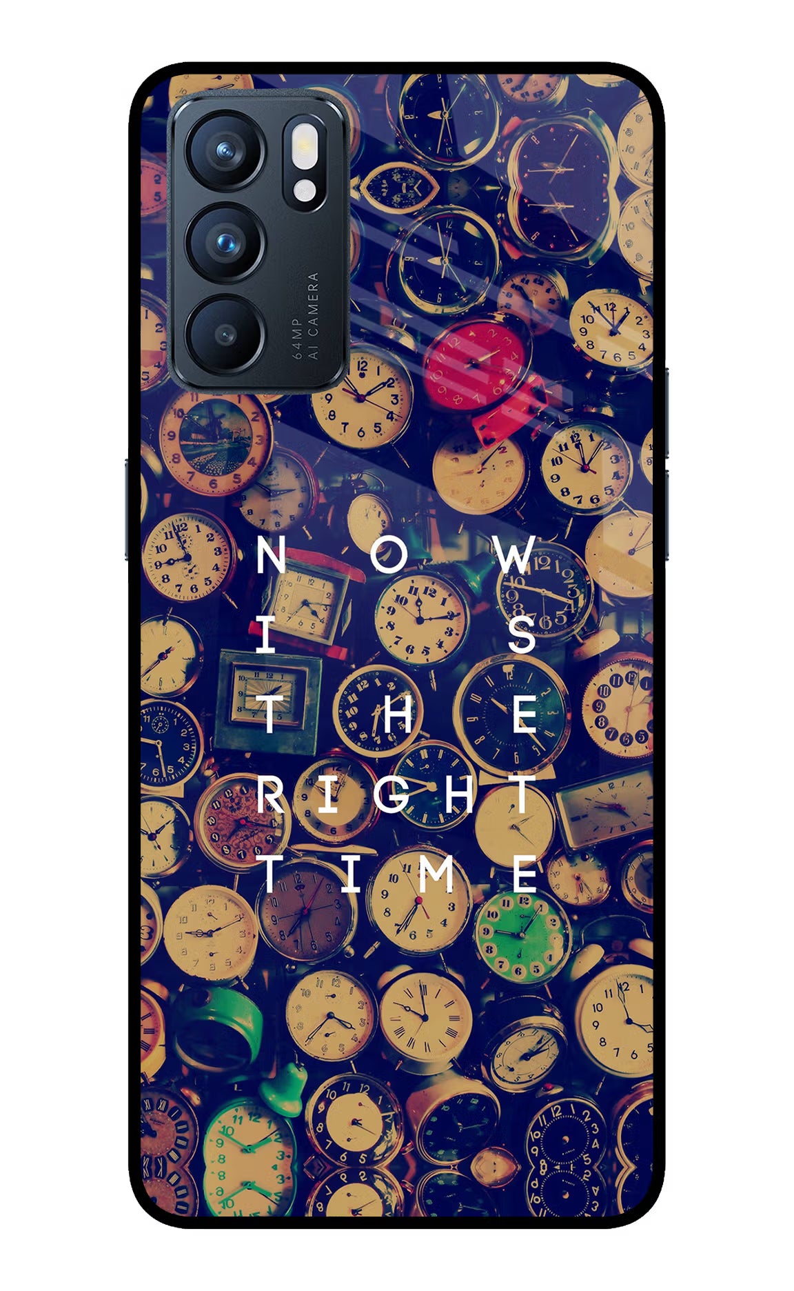 Now is the Right Time Quote Oppo Reno6 5G Back Cover - Now is the Right Time Quote Oppo Reno6 5G Glass Case Back Cover by Casekaro Now is the Right Time Quote Oppo Reno6 5G Glass Case Back Cover by Casekaro