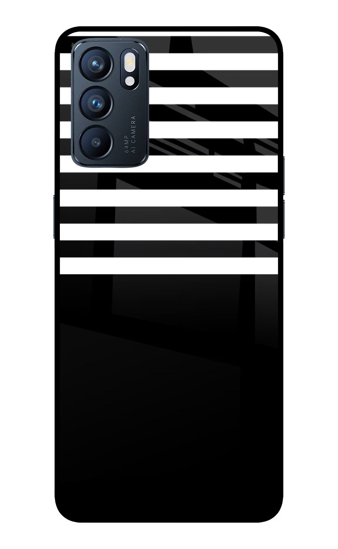 Black and White Print Oppo Reno6 5G Back Cover - Black and White Print Oppo Reno6 5G Glass Case Back Cover by Casekaro Black and White Print Oppo Reno6 5G Glass Case Back Cover by Casekaro
