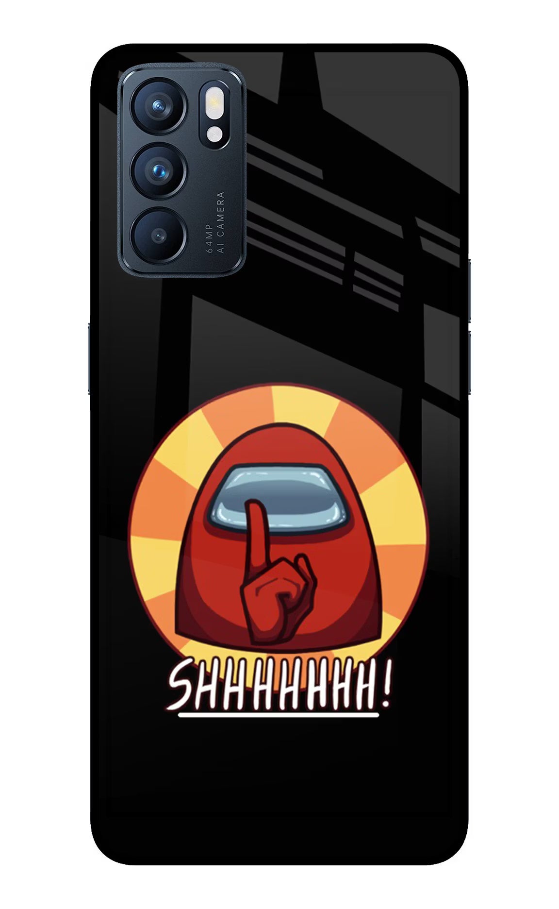 Among Us Shhh! Oppo Reno6 5G Back Cover - Among Us Shhh! Oppo Reno6 5G Glass Case Back Cover by Casekaro Among Us Shhh! Oppo Reno6 5G Glass Case Back Cover by Casekaro