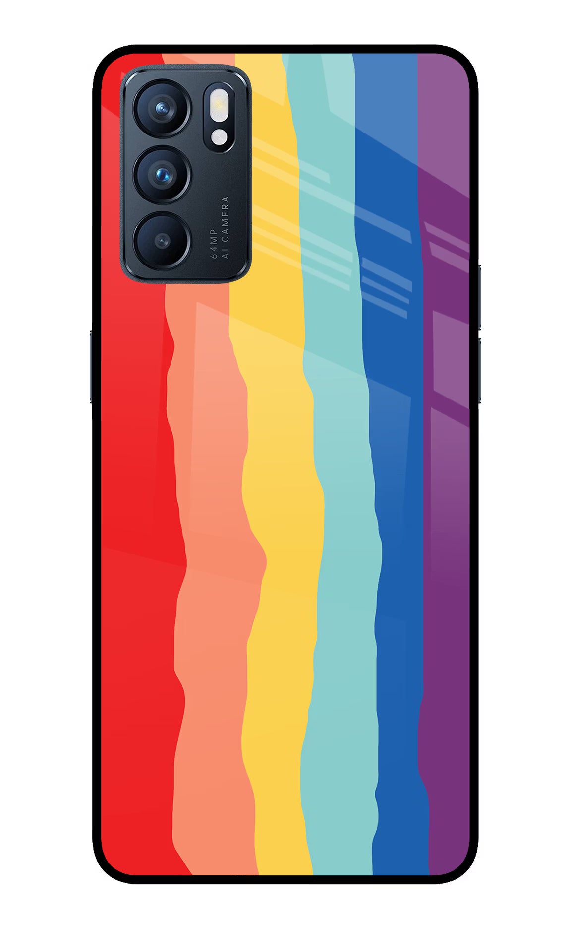 Rainbow Oppo Reno6 5G Back Cover - Rainbow Oppo Reno6 5G Glass Case Back Cover by Casekaro Rainbow Oppo Reno6 5G Glass Case Back Cover by Casekaro