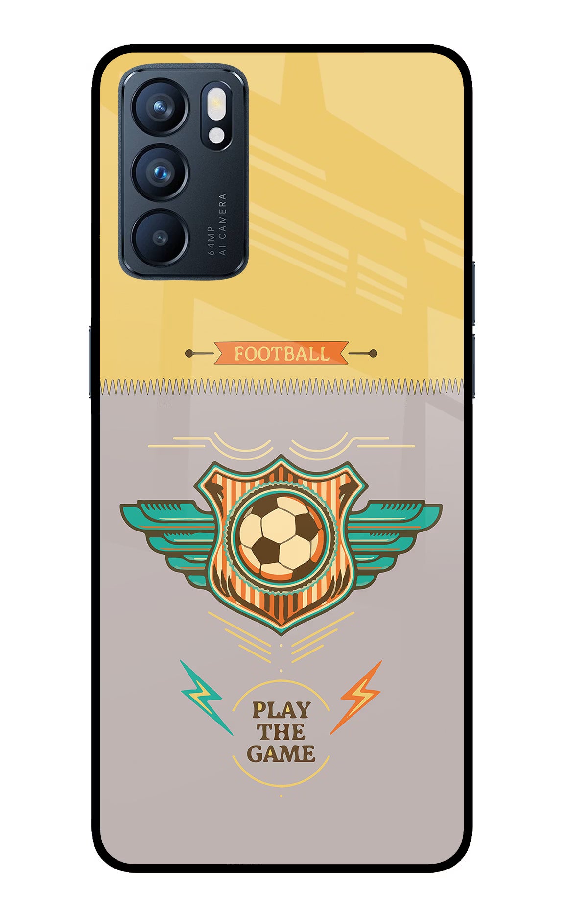 Football Oppo Reno6 5G Back Cover - Football Oppo Reno6 5G Glass Case Back Cover by Casekaro Football Oppo Reno6 5G Glass Case Back Cover by Casekaro