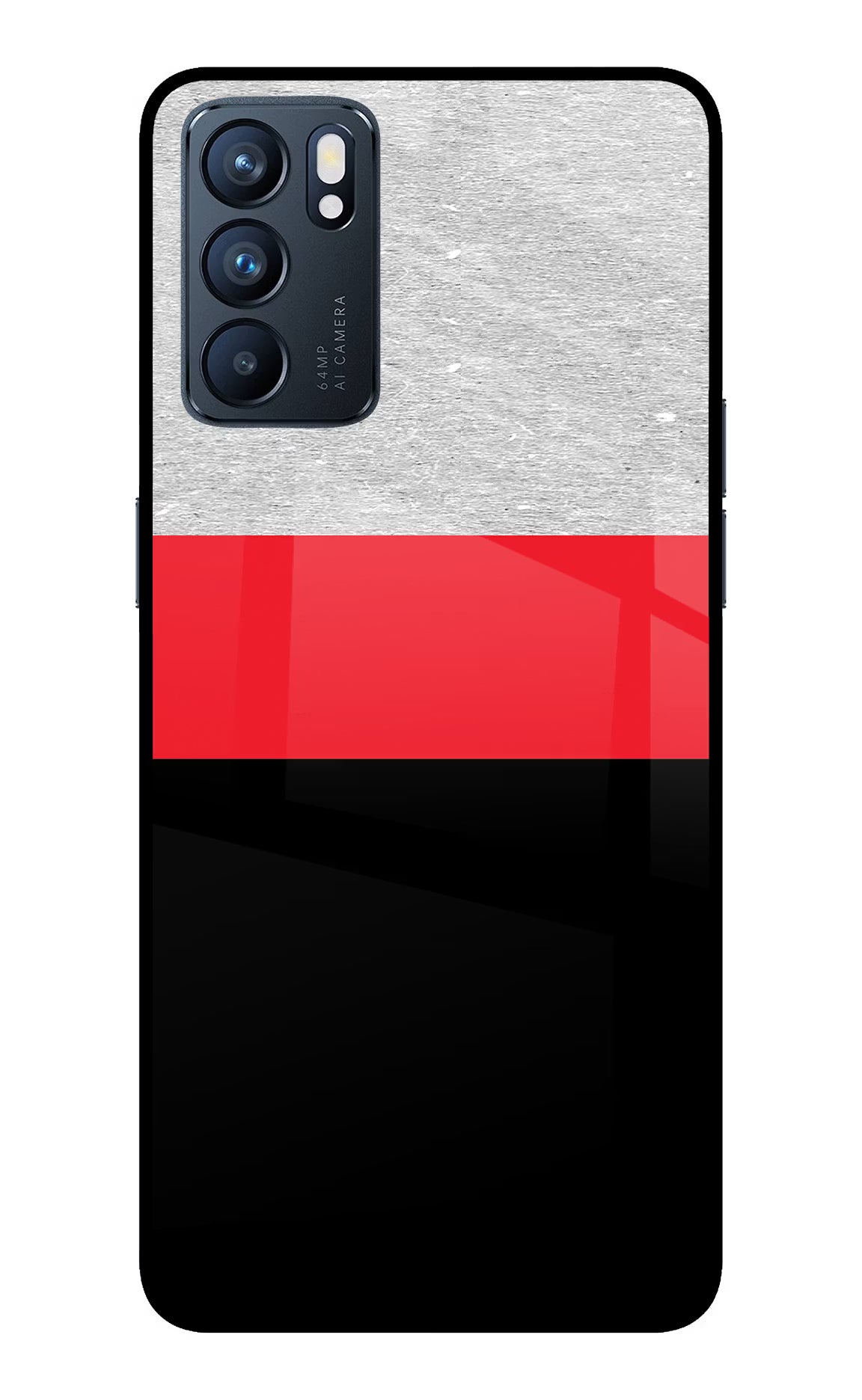 Tri Color Pattern Oppo Reno6 5G Back Cover - Tri Color Pattern Oppo Reno6 5G Glass Case Back Cover by Casekaro Tri Color Pattern Oppo Reno6 5G Glass Case Back Cover by Casekaro