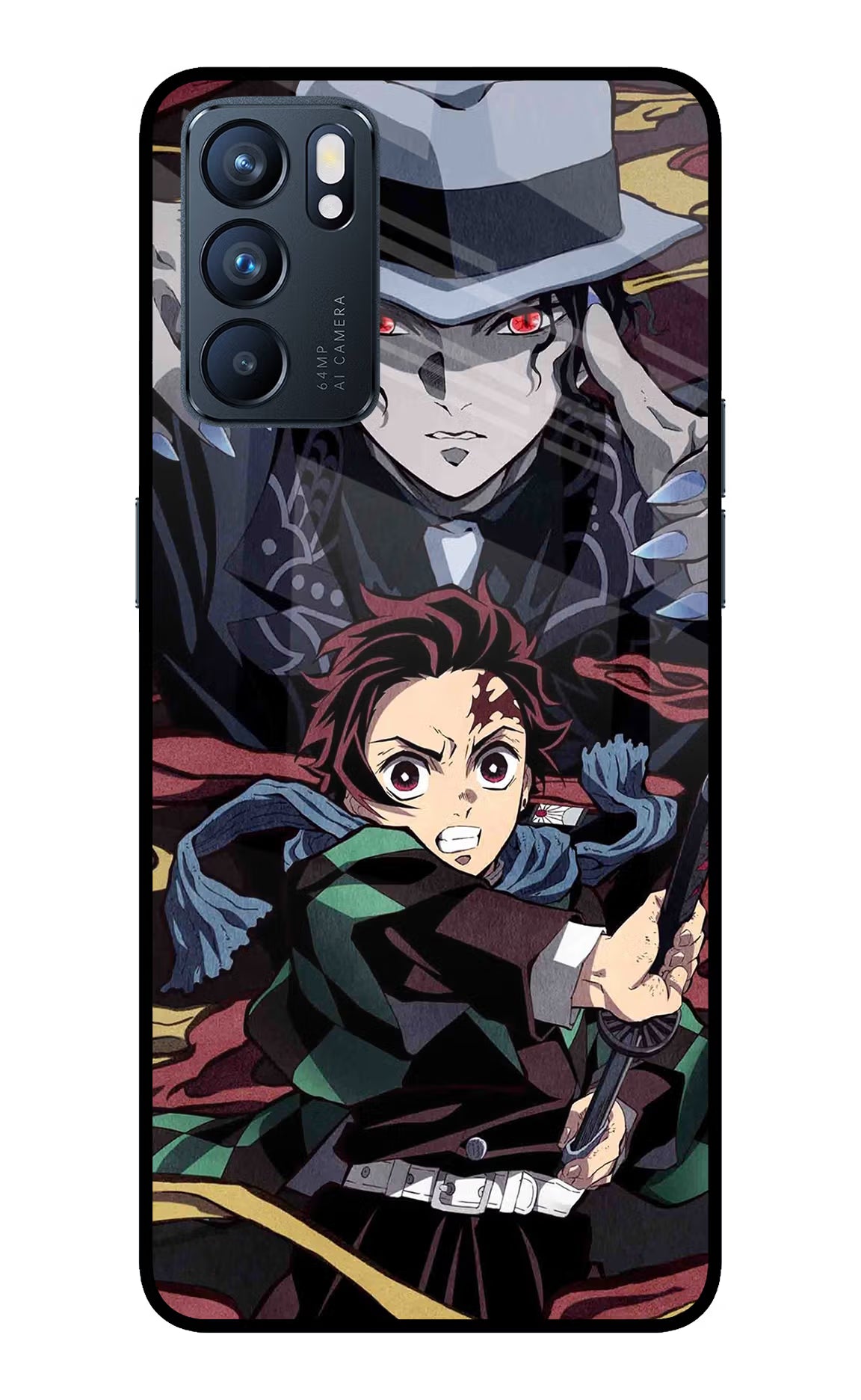 Demon Slayer Oppo Reno6 5G Back Cover - Demon Slayer Oppo Reno6 5G Glass Case Back Cover by Casekaro Demon Slayer Oppo Reno6 5G Glass Case Back Cover by Casekaro