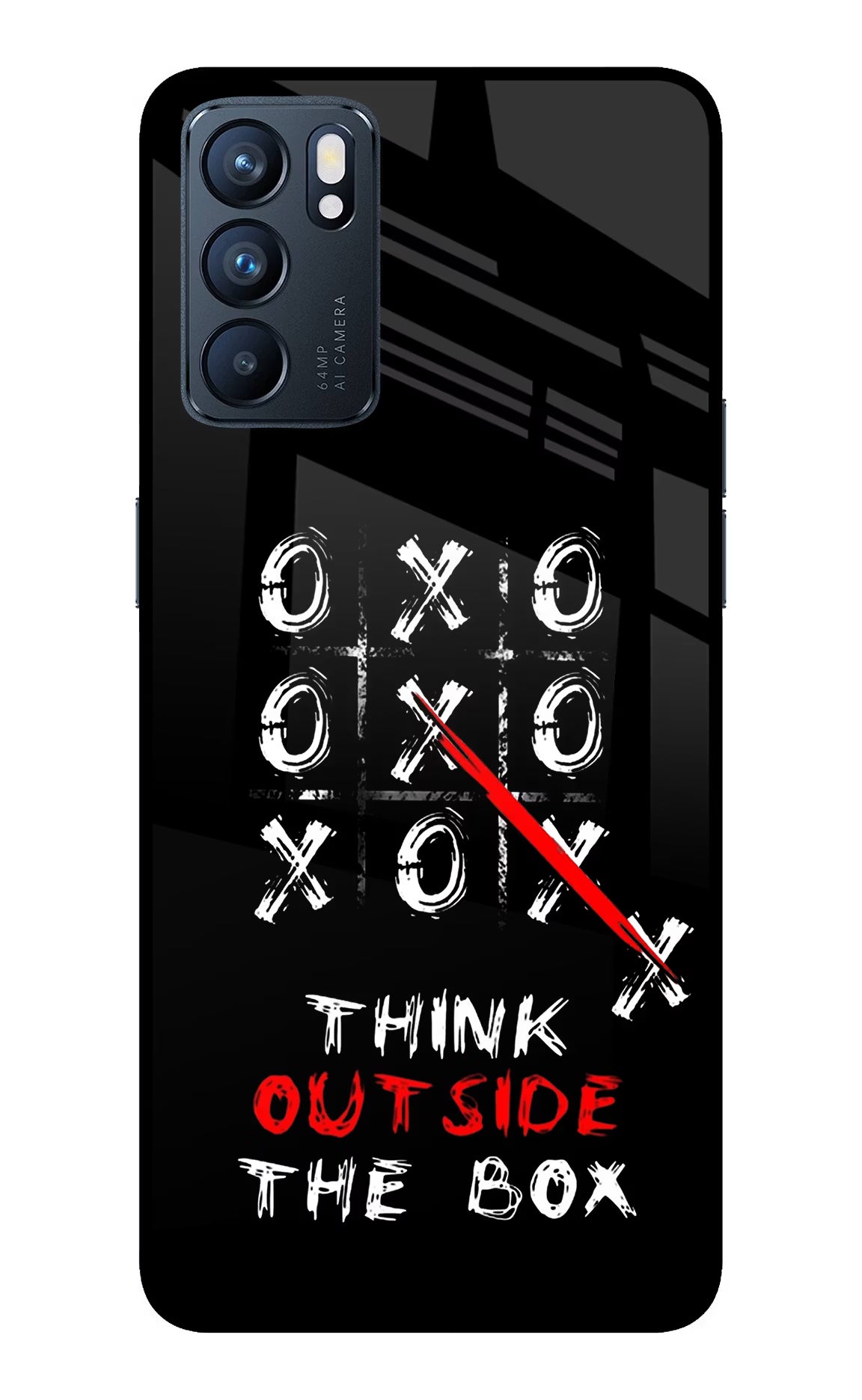 Think out of the BOX Oppo Reno6 5G Back Cover - Think out of the BOX Oppo Reno6 5G Glass Case Back Cover by Casekaro Think out of the BOX Oppo Reno6 5G Glass Case Back Cover by Casekaro