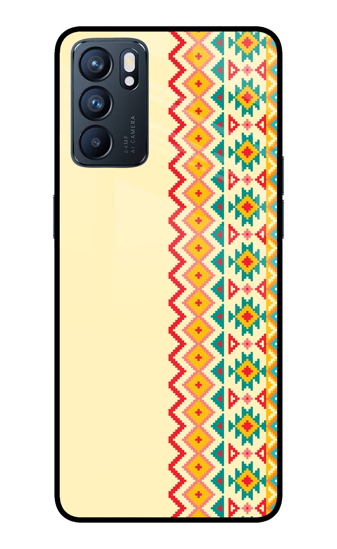 Ethnic Seamless Oppo Reno6 5G Back Cover - Ethnic Seamless Oppo Reno6 5G Glass Case Back Cover by Casekaro Ethnic Seamless Oppo Reno6 5G Glass Case Back Cover by Casekaro
