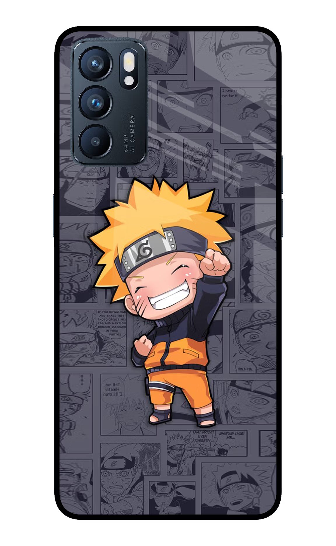 Chota Naruto Oppo Reno6 5G Back Cover - Chota Naruto Oppo Reno6 5G Glass Case Back Cover by Casekaro Chota Naruto Oppo Reno6 5G Glass Case Back Cover by Casekaro