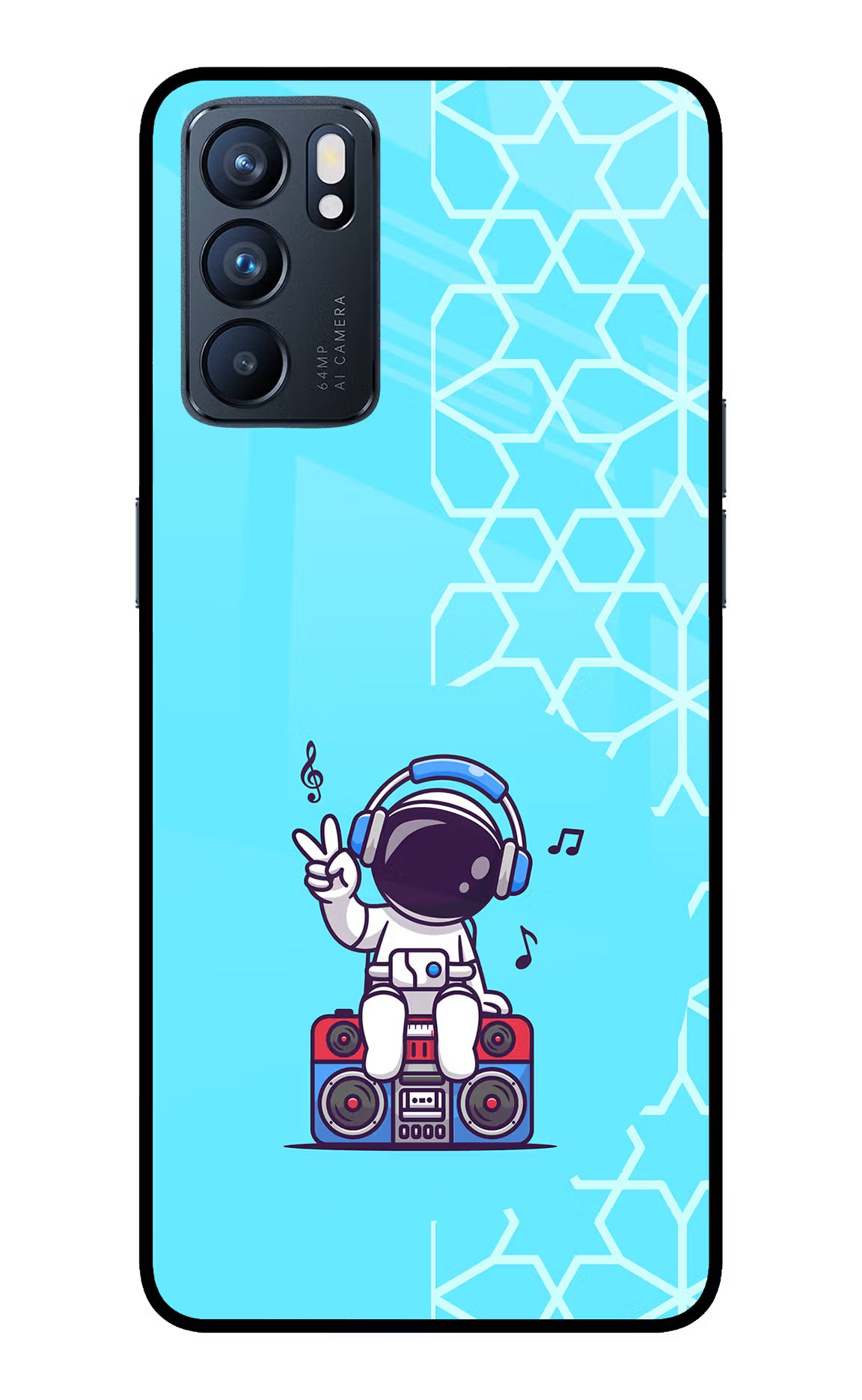 Cute Astronaut Chilling Oppo Reno6 5G Back Cover - Cute Astronaut Chilling Oppo Reno6 5G Glass Case Back Cover by Casekaro Cute Astronaut Chilling Oppo Reno6 5G Glass Case Back Cover by Casekaro