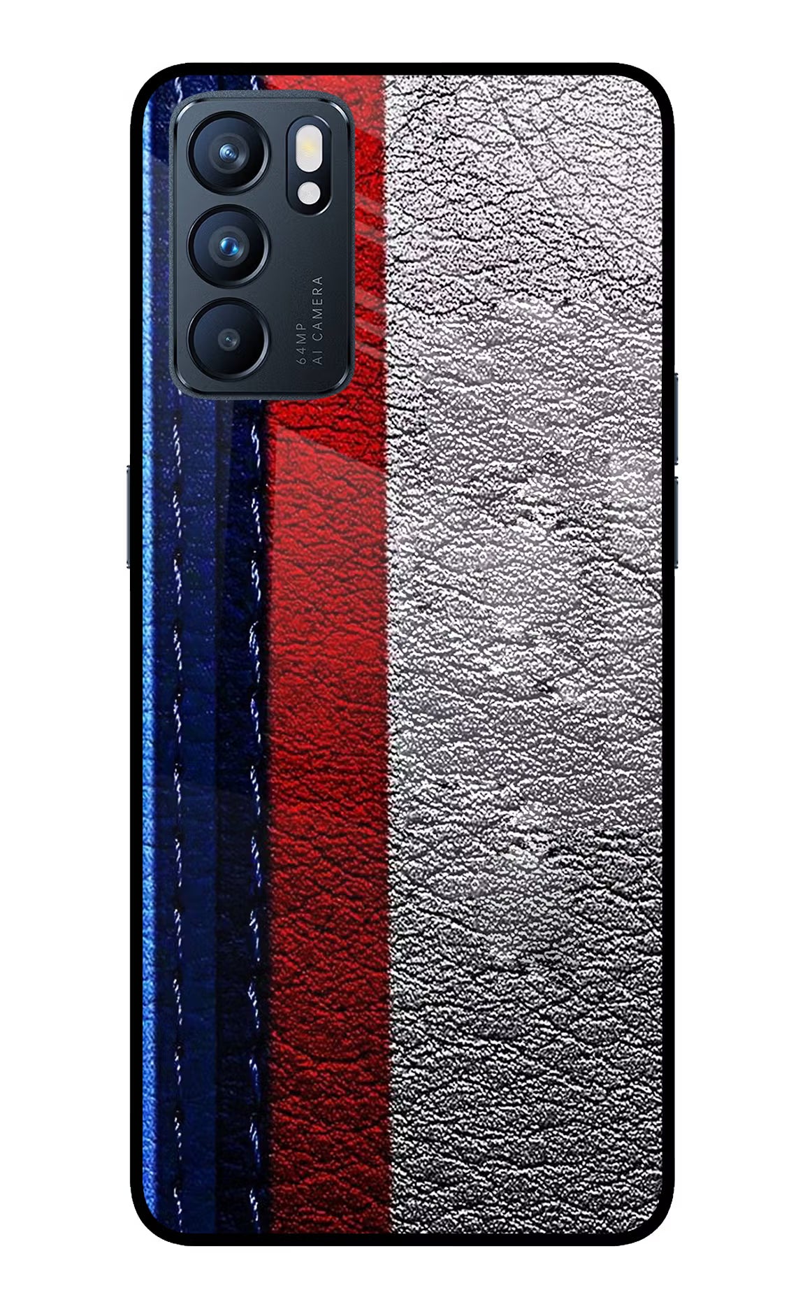 BMW Stripes Oppo Reno6 5G Back Cover - BMW Stripes Oppo Reno6 5G Glass Case Back Cover by Casekaro BMW Stripes Oppo Reno6 5G Glass Case Back Cover by Casekaro