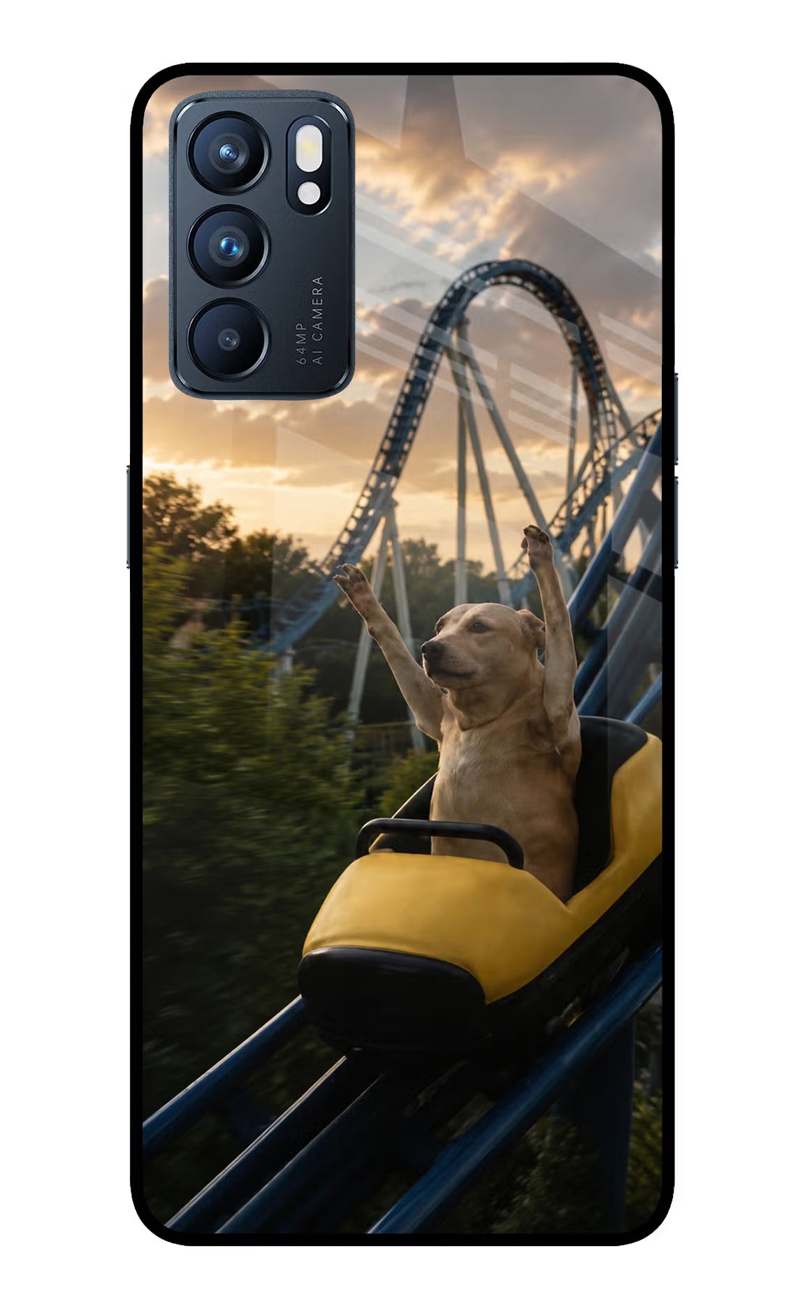 Rollercoaster Dog Oppo Reno6 5G Glass Case - Rollercoaster Dog Oppo Reno6 5G Glass Case Rollercoaster Dog Oppo Reno6 5G Glass Case