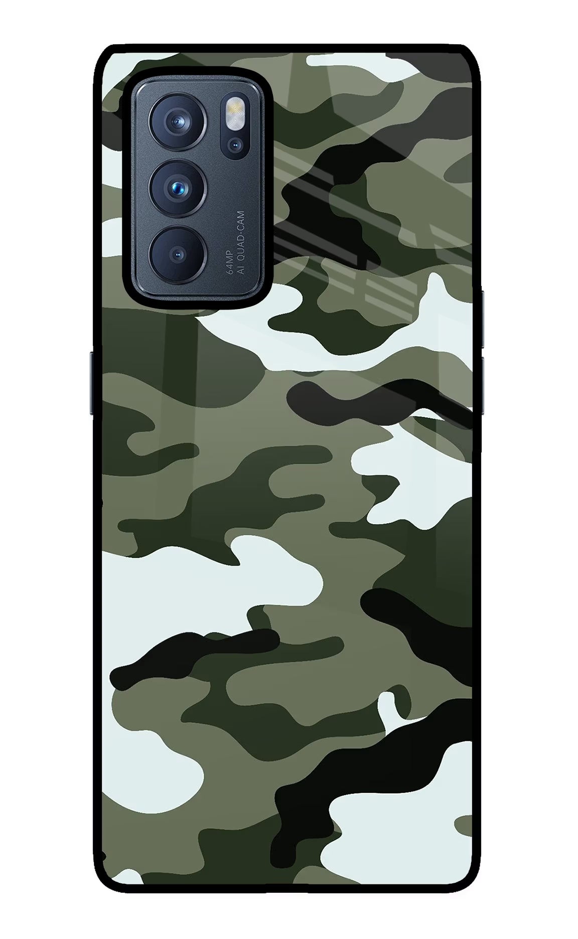 Camouflage Oppo Reno6 Pro 5G Back Cover - Camouflage Oppo Reno6 Pro 5G Glass Case Back Cover by Casekaro Camouflage Oppo Reno6 Pro 5G Glass Case Back Cover by Casekaro