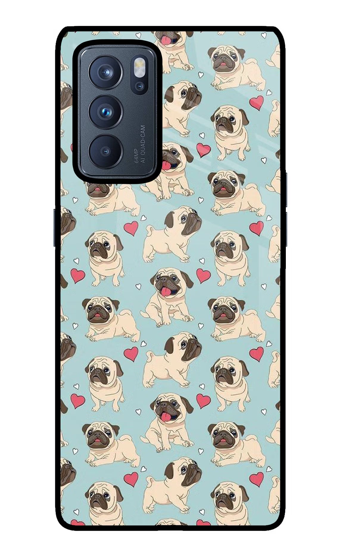 Pug Dog Oppo Reno6 Pro 5G Back Cover - Pug Dog Oppo Reno6 Pro 5G Glass Case Back Cover by Casekaro Pug Dog Oppo Reno6 Pro 5G Glass Case Back Cover by Casekaro