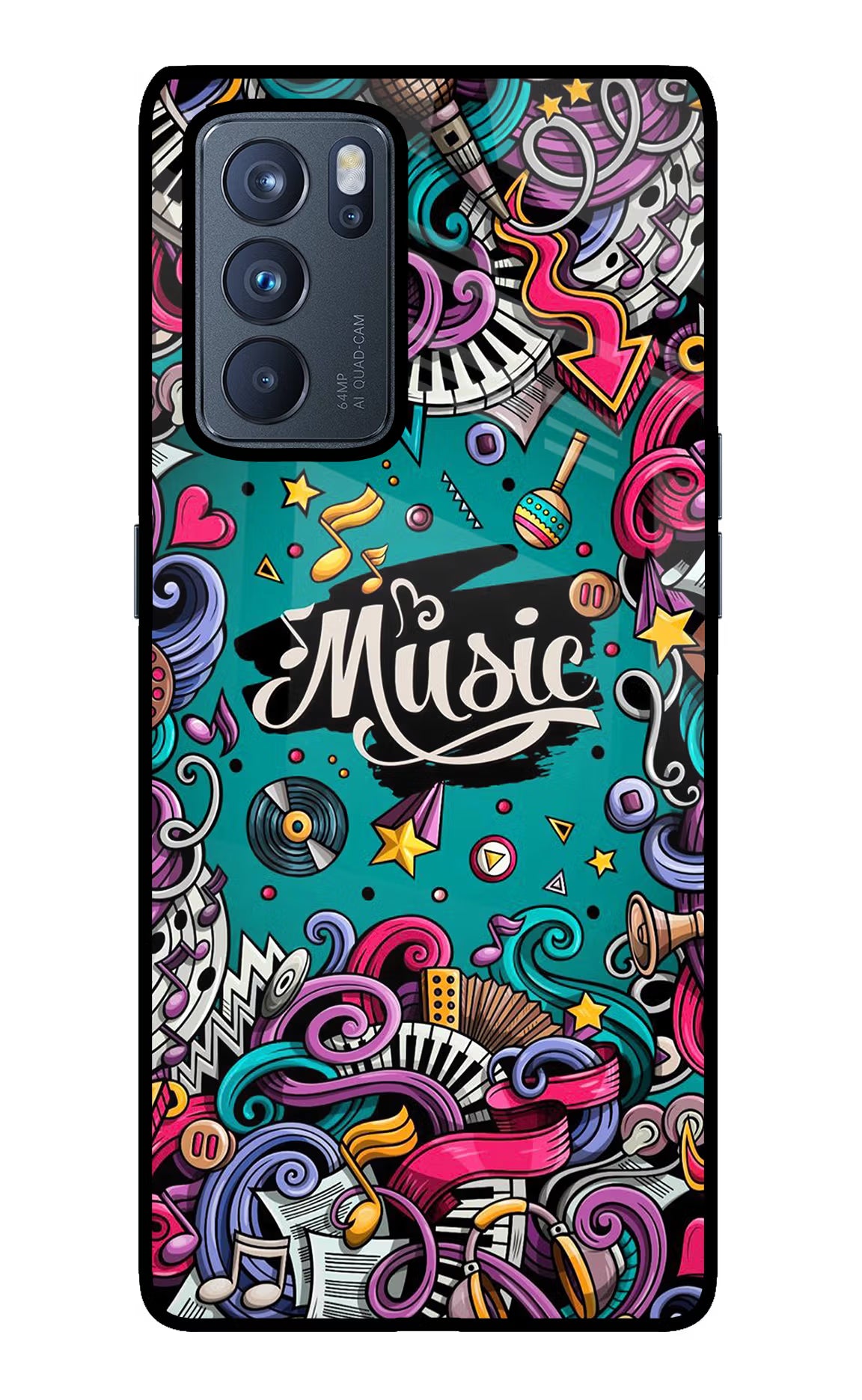 Music Graffiti Oppo Reno6 Pro 5G Glass Case - Music Graffiti Oppo Reno6 Pro 5G Glass Case Music Graffiti Oppo Reno6 Pro 5G Glass Case