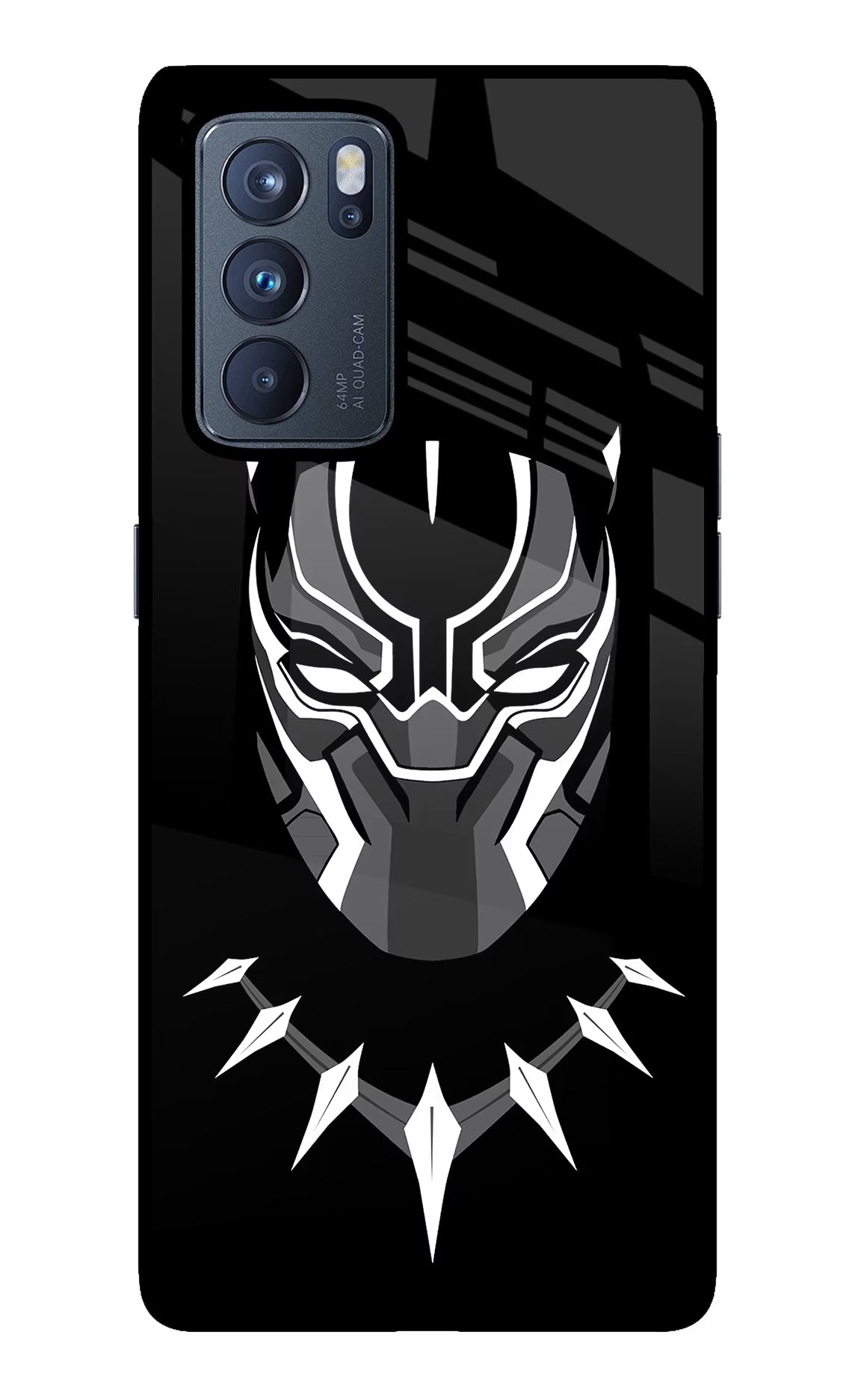 Black Panther Oppo Reno6 Pro 5G Back Cover - Black Panther Oppo Reno6 Pro 5G Glass Case Back Cover by Casekaro Black Panther Oppo Reno6 Pro 5G Glass Case Back Cover by Casekaro