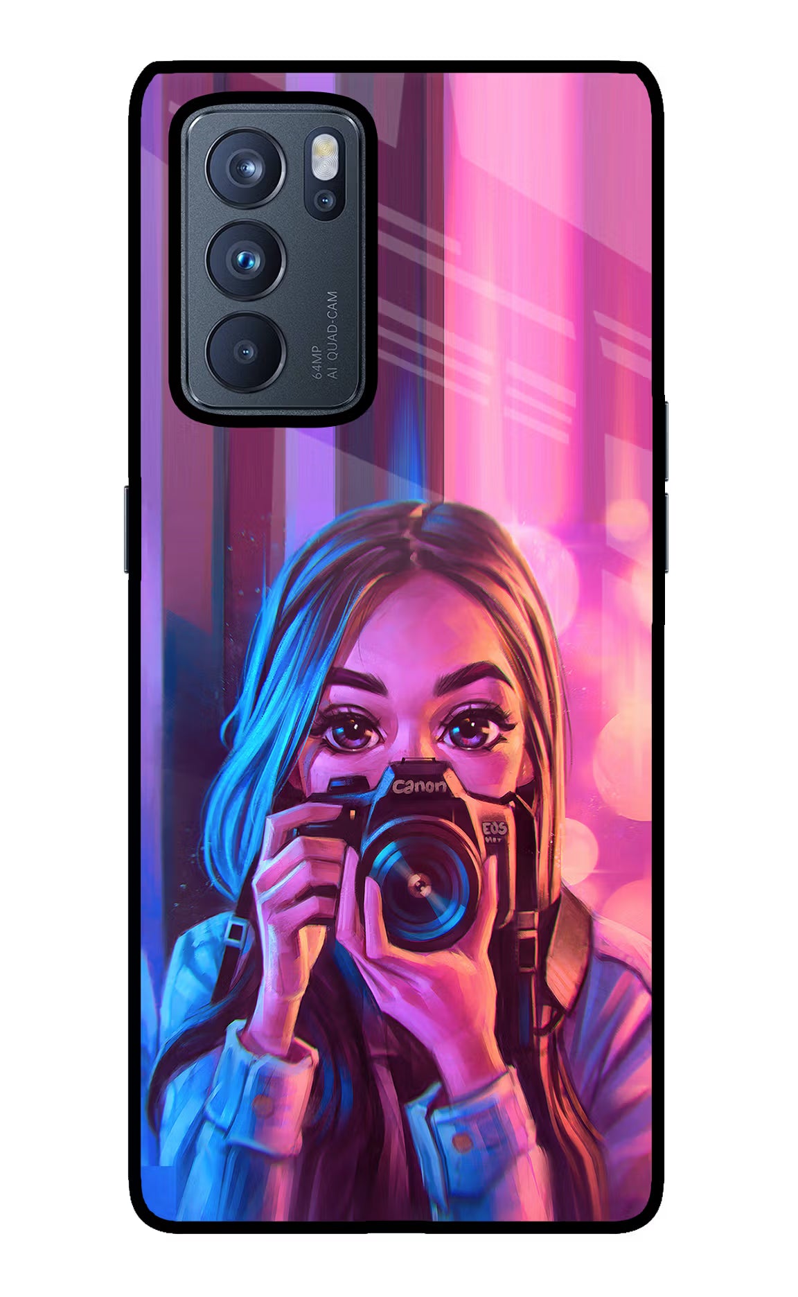 Girl Photographer Oppo Reno6 Pro 5G Back Cover - Girl Photographer Oppo Reno6 Pro 5G Glass Case Back Cover by Casekaro Girl Photographer Oppo Reno6 Pro 5G Glass Case Back Cover by Casekaro