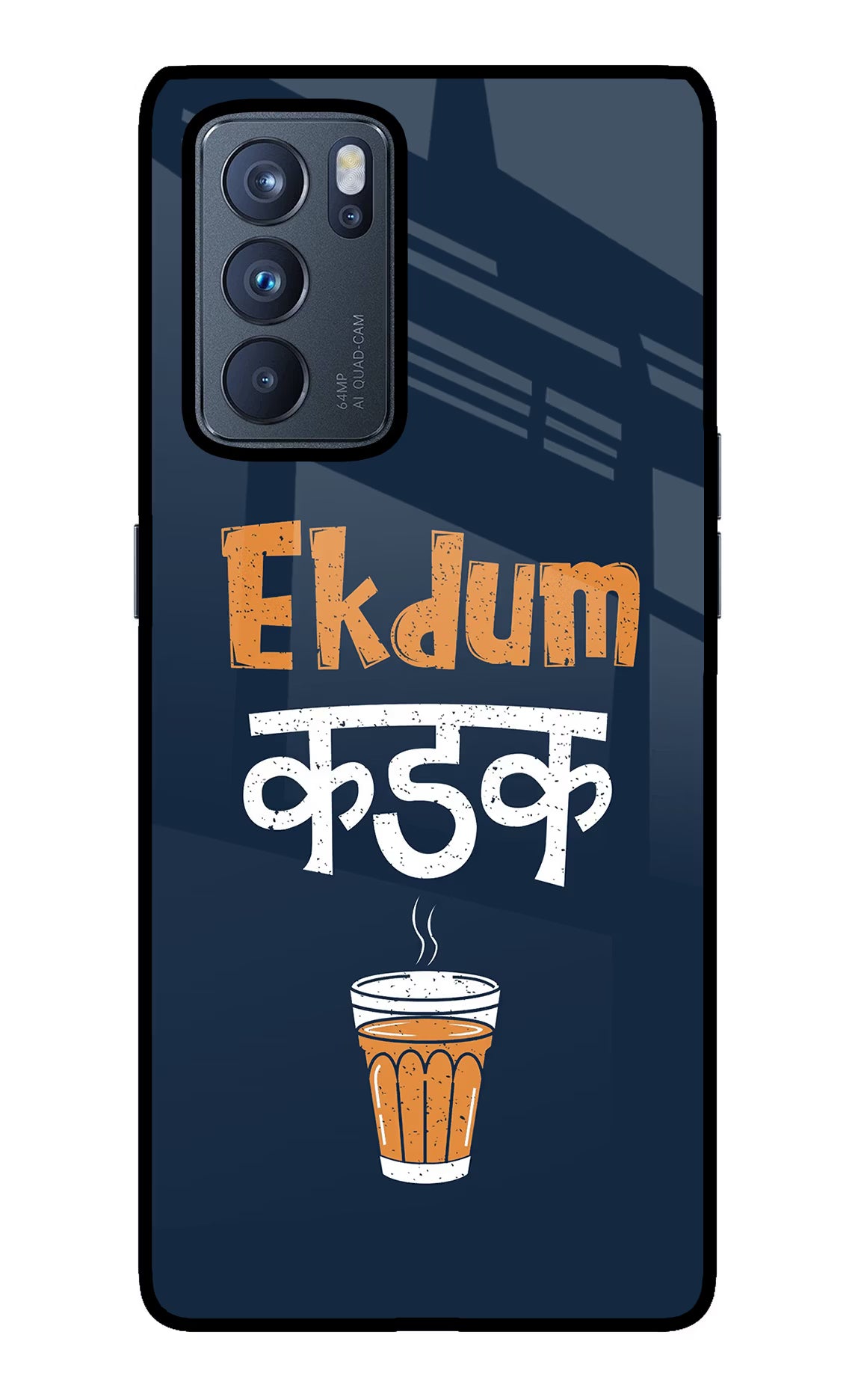 Ekdum Kadak Chai Oppo Reno6 Pro 5G Back Cover - Ekdum Kadak Chai Oppo Reno6 Pro 5G Glass Case Back Cover by Casekaro Ekdum Kadak Chai Oppo Reno6 Pro 5G Glass Case Back Cover by Casekaro