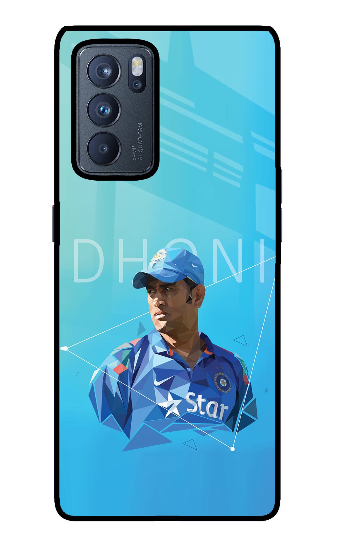 Dhoni Artwork Oppo Reno6 Pro 5G Back Cover - Dhoni Artwork Oppo Reno6 Pro 5G Glass Case Back Cover by Casekaro Dhoni Artwork Oppo Reno6 Pro 5G Glass Case Back Cover by Casekaro