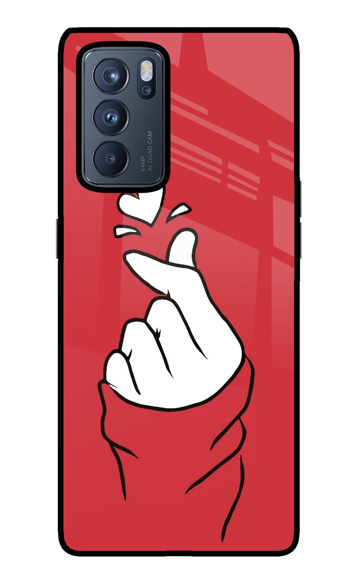 Korean Love Sign Oppo Reno6 Pro 5G Back Cover - Korean Love Sign Oppo Reno6 Pro 5G Glass Case Back Cover by Casekaro Korean Love Sign Oppo Reno6 Pro 5G Glass Case Back Cover by Casekaro