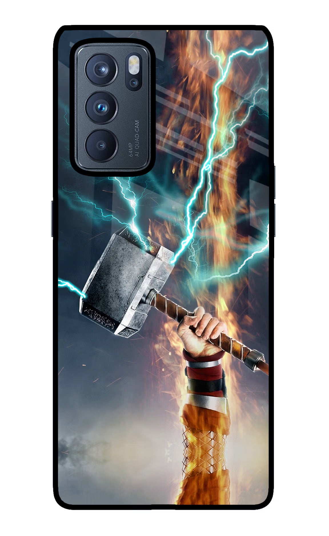 Thor Hammer Mjolnir Oppo Reno6 Pro 5G Back Cover - Thor Hammer Mjolnir Oppo Reno6 Pro 5G Glass Case Back Cover by Casekaro Thor Hammer Mjolnir Oppo Reno6 Pro 5G Glass Case Back Cover by Casekaro