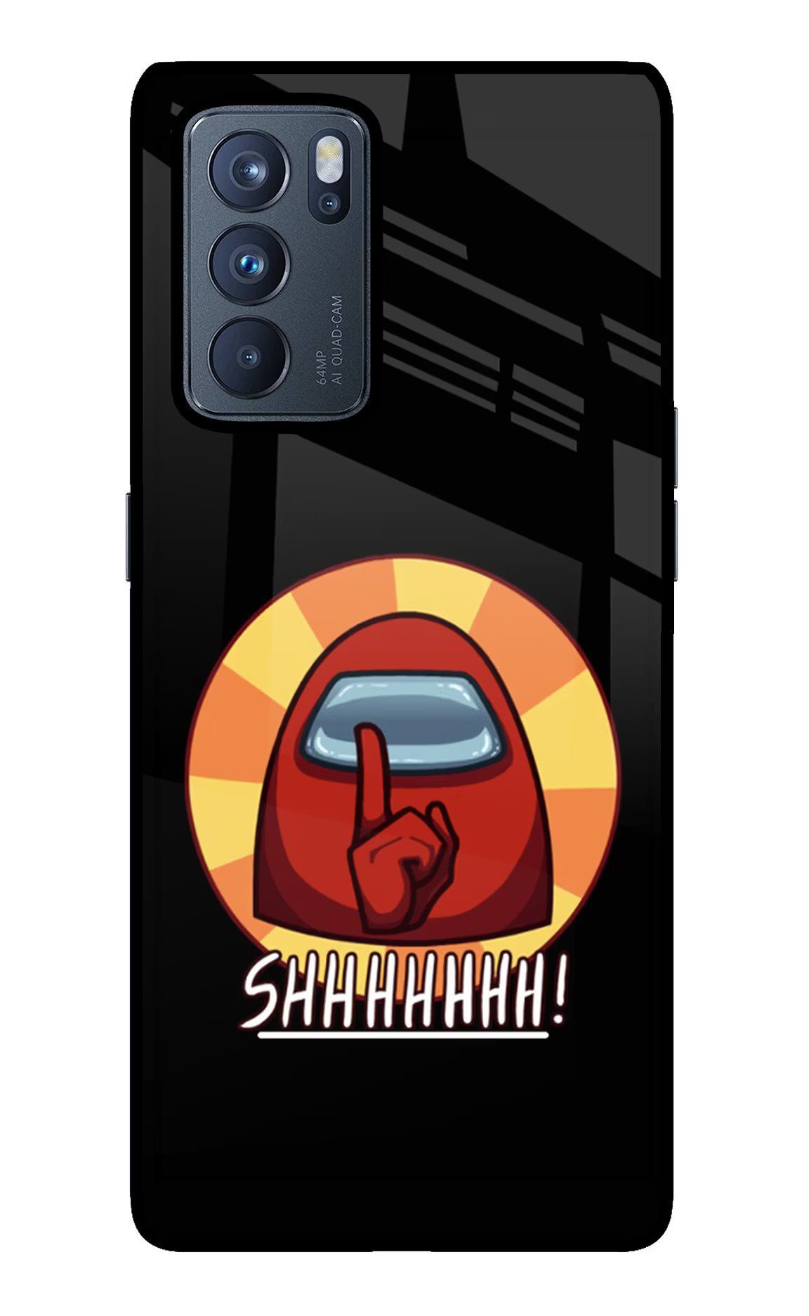 Among Us Shhh! Oppo Reno6 Pro 5G Back Cover - Among Us Shhh! Oppo Reno6 Pro 5G Glass Case Back Cover by Casekaro Among Us Shhh! Oppo Reno6 Pro 5G Glass Case Back Cover by Casekaro