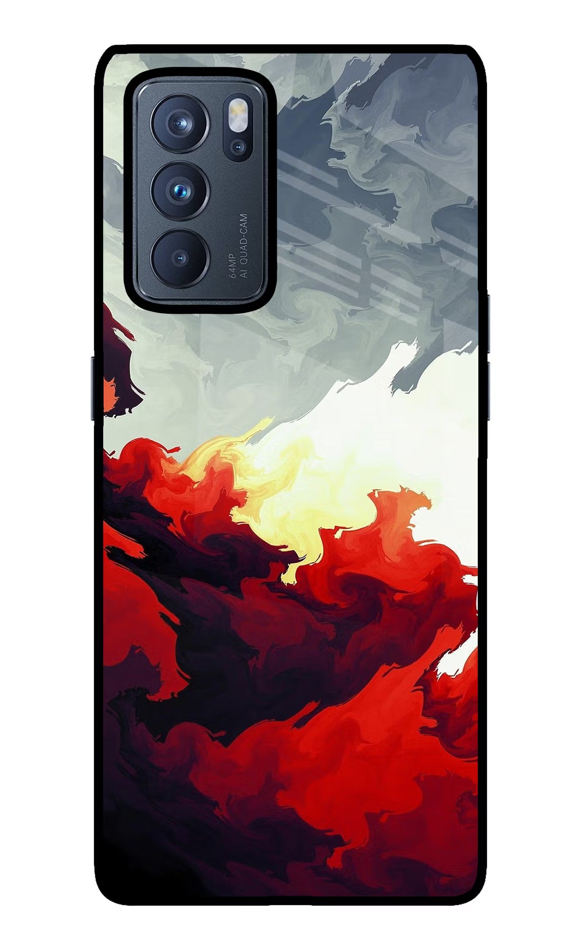 Fire Cloud Oppo Reno6 Pro 5G Back Cover - Fire Cloud Oppo Reno6 Pro 5G Glass Case Back Cover by Casekaro Fire Cloud Oppo Reno6 Pro 5G Glass Case Back Cover by Casekaro