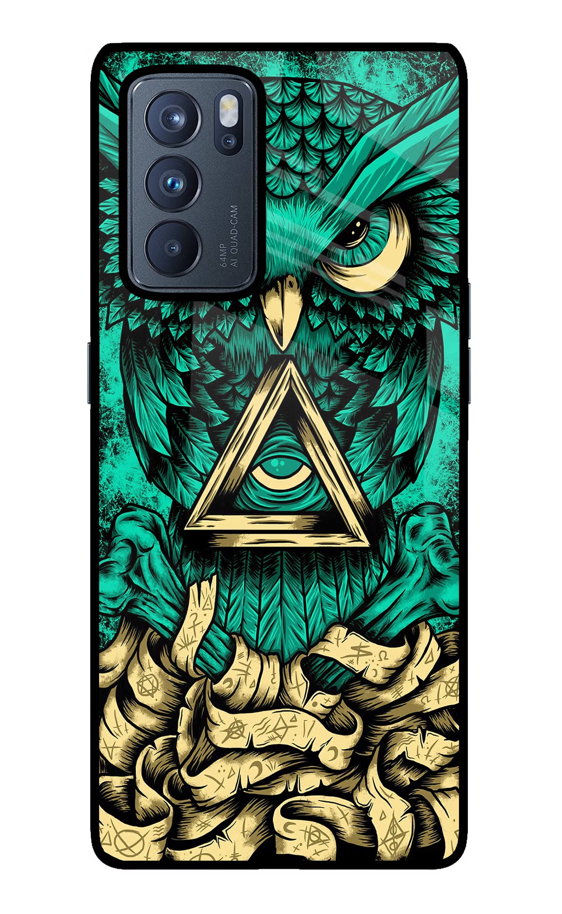 Green Owl Oppo Reno6 Pro 5G Glass Case - Green Owl Oppo Reno6 Pro 5G Glass Case Green Owl Oppo Reno6 Pro 5G Glass Case