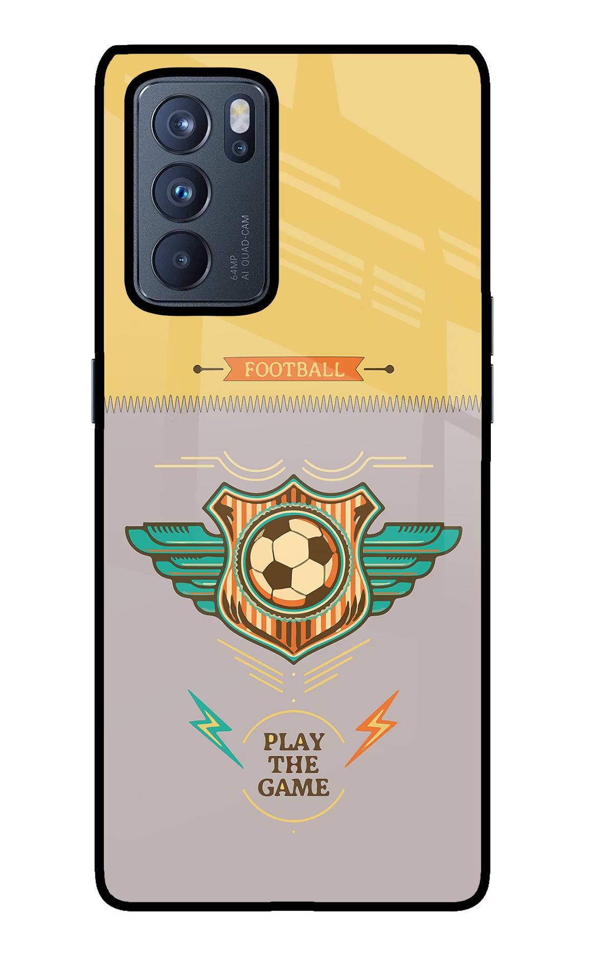 Football Oppo Reno6 Pro 5G Back Cover - Football Oppo Reno6 Pro 5G Glass Case Back Cover by Casekaro Football Oppo Reno6 Pro 5G Glass Case Back Cover by Casekaro
