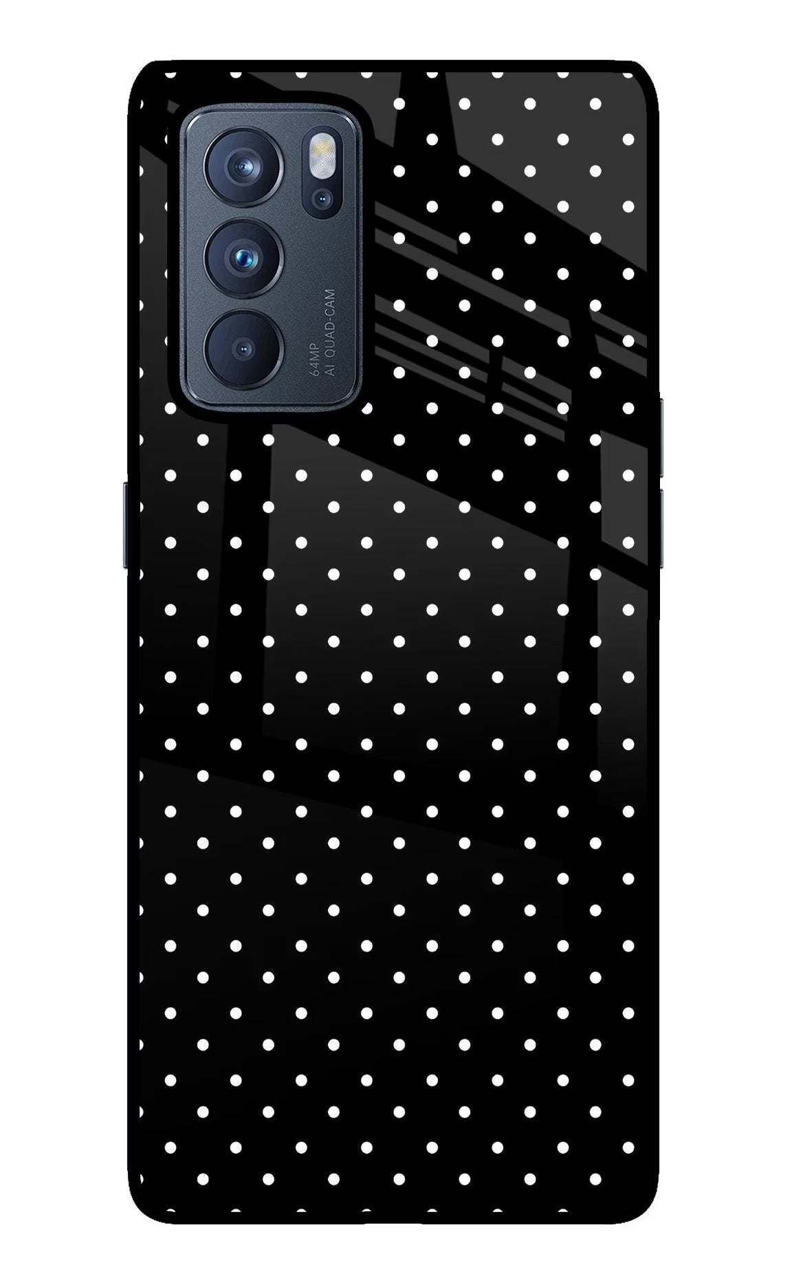 White Dots Oppo Reno6 Pro 5G Back Cover - White Dots Oppo Reno6 Pro 5G Glass Case Back Cover by Casekaro White Dots Oppo Reno6 Pro 5G Glass Case Back Cover by Casekaro
