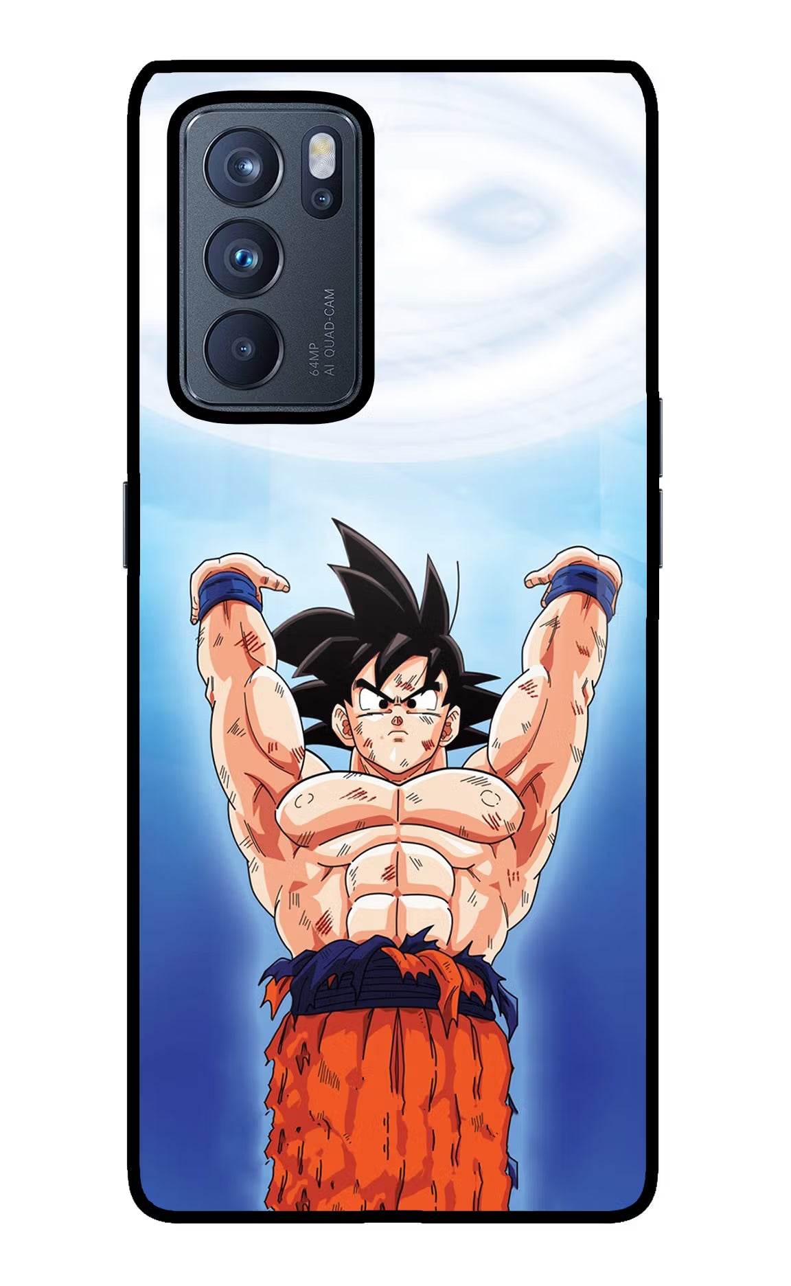 Goku Power Oppo Reno6 Pro 5G Back Cover - Goku Power Oppo Reno6 Pro 5G Glass Case Back Cover by Casekaro Goku Power Oppo Reno6 Pro 5G Glass Case Back Cover by Casekaro