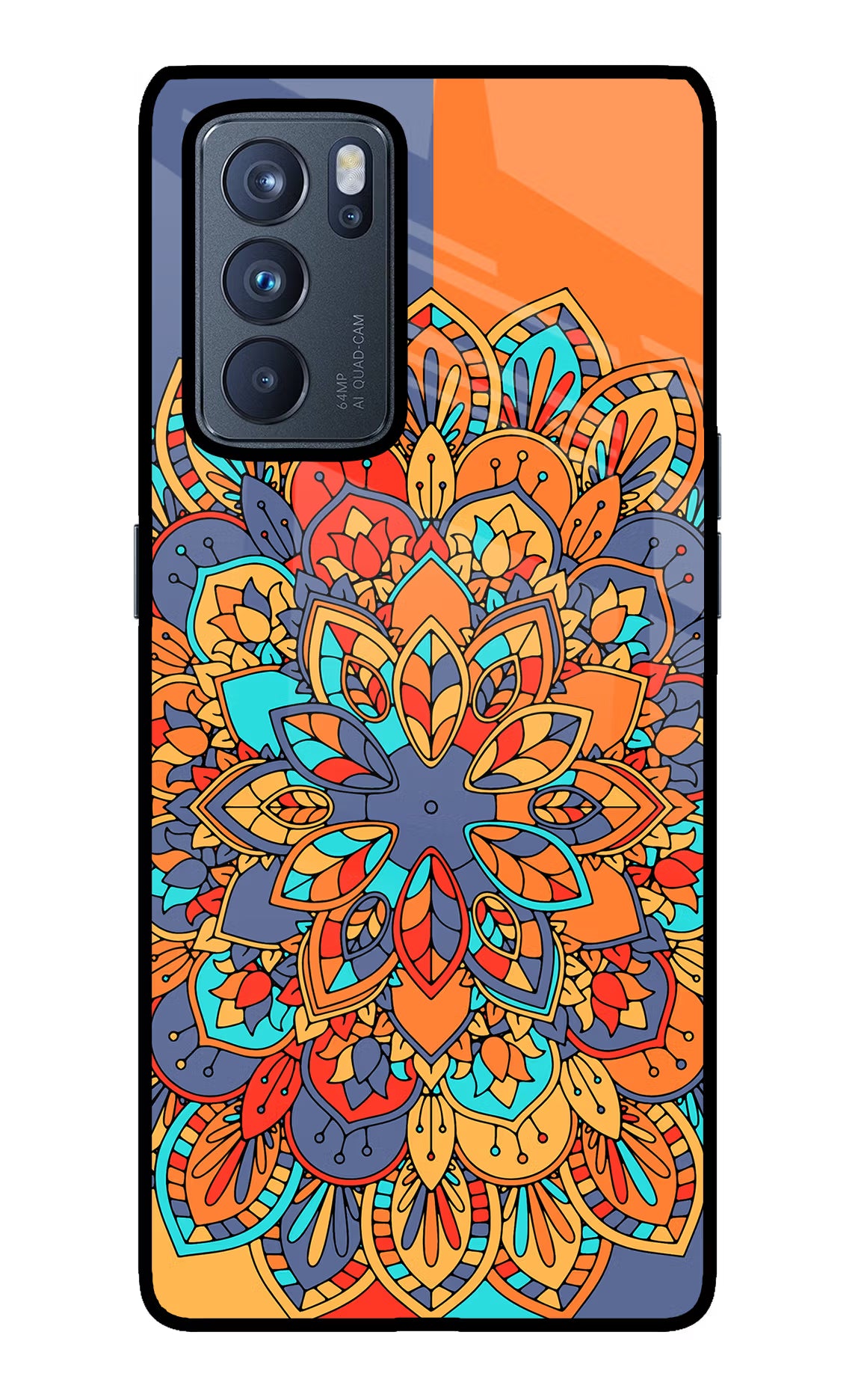 Color Mandala Oppo Reno6 Pro 5G Back Cover - Color Mandala Oppo Reno6 Pro 5G Glass Case Back Cover by Casekaro Color Mandala Oppo Reno6 Pro 5G Glass Case Back Cover by Casekaro