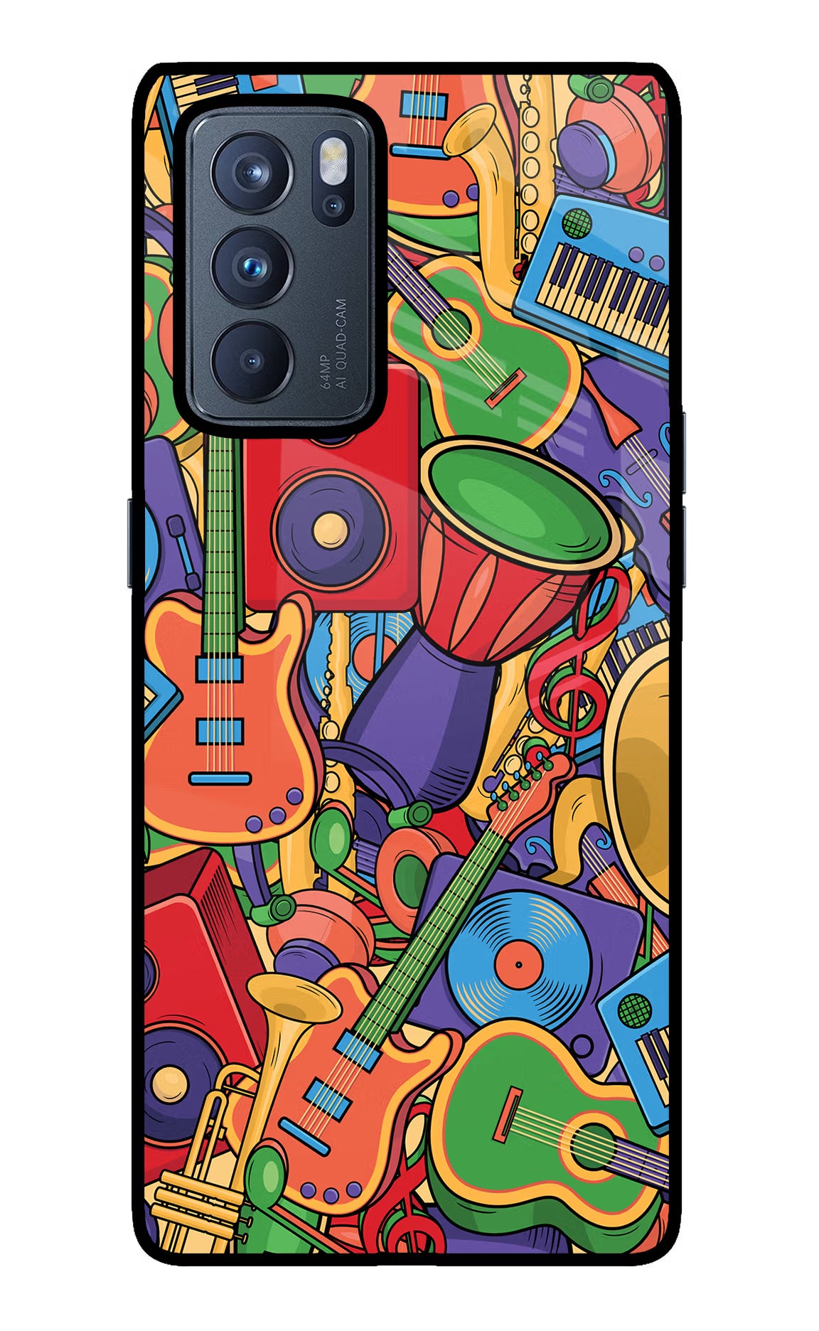 Music Instrument Doodle Oppo Reno6 Pro 5G Back Cover - Music Instrument Doodle Oppo Reno6 Pro 5G Glass Case Back Cover by Casekaro Music Instrument Doodle Oppo Reno6 Pro 5G Glass Case Back Cover by Casekaro