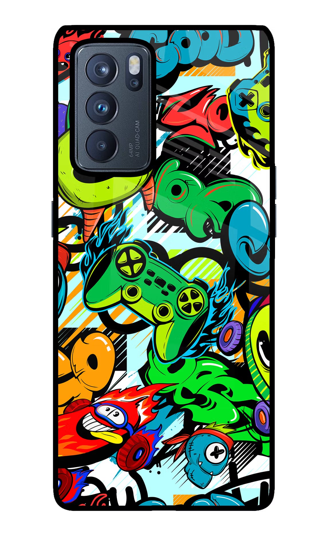 Game Doodle Oppo Reno6 Pro 5G Glass Case - Game Doodle Oppo Reno6 Pro 5G Glass Case Game Doodle Oppo Reno6 Pro 5G Glass Case