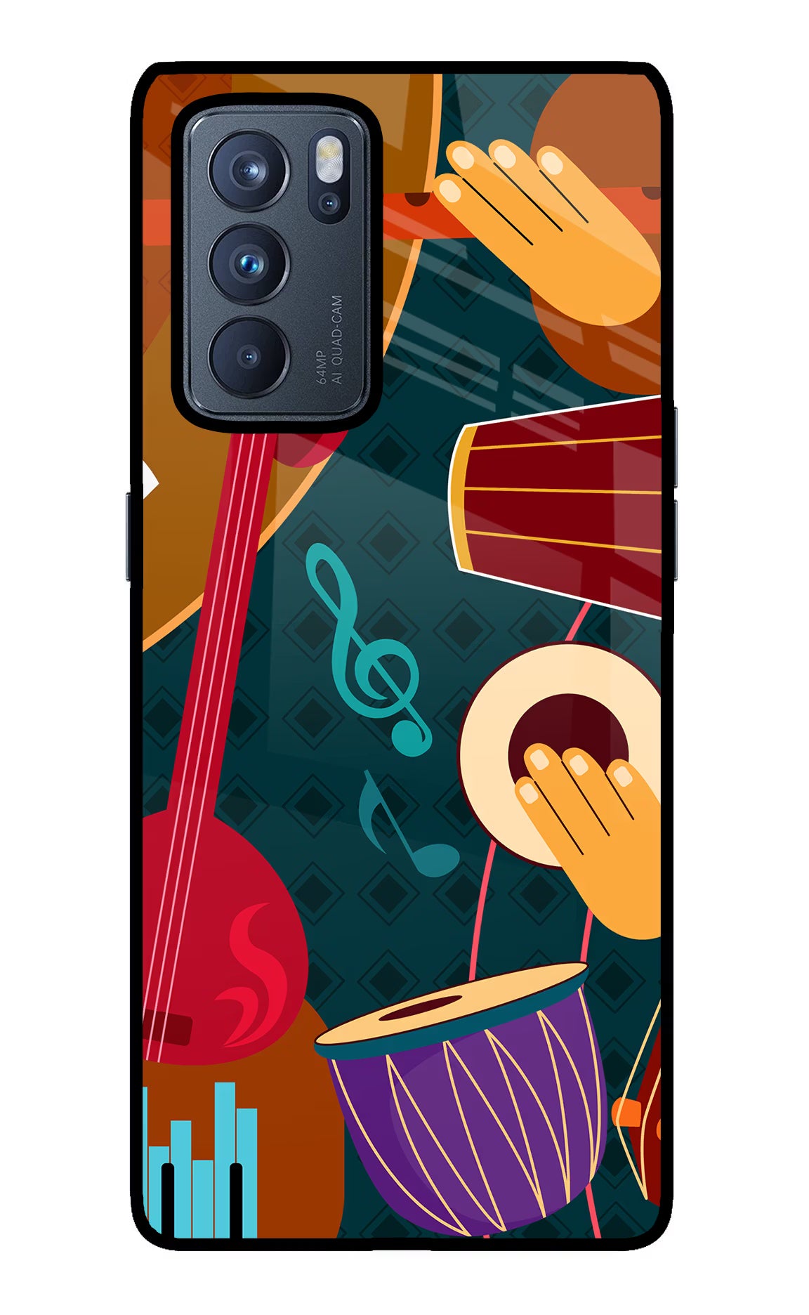 Music Instrument Oppo Reno6 Pro 5G Back Cover - Music Instrument Oppo Reno6 Pro 5G Glass Case Back Cover by Casekaro Music Instrument Oppo Reno6 Pro 5G Glass Case Back Cover by Casekaro