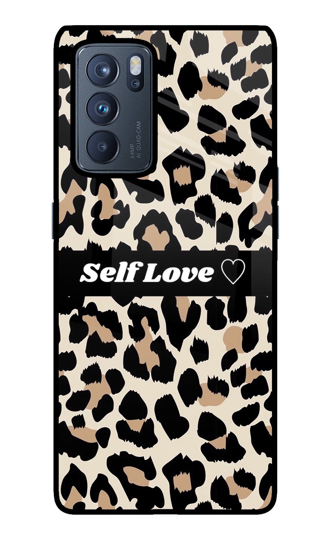 Leopard Print Self Love Oppo Reno6 Pro 5G Back Cover - Leopard Print Self Love Oppo Reno6 Pro 5G Glass Case Back Cover by Casekaro Leopard Print Self Love Oppo Reno6 Pro 5G Glass Case Back Cover by Casekaro