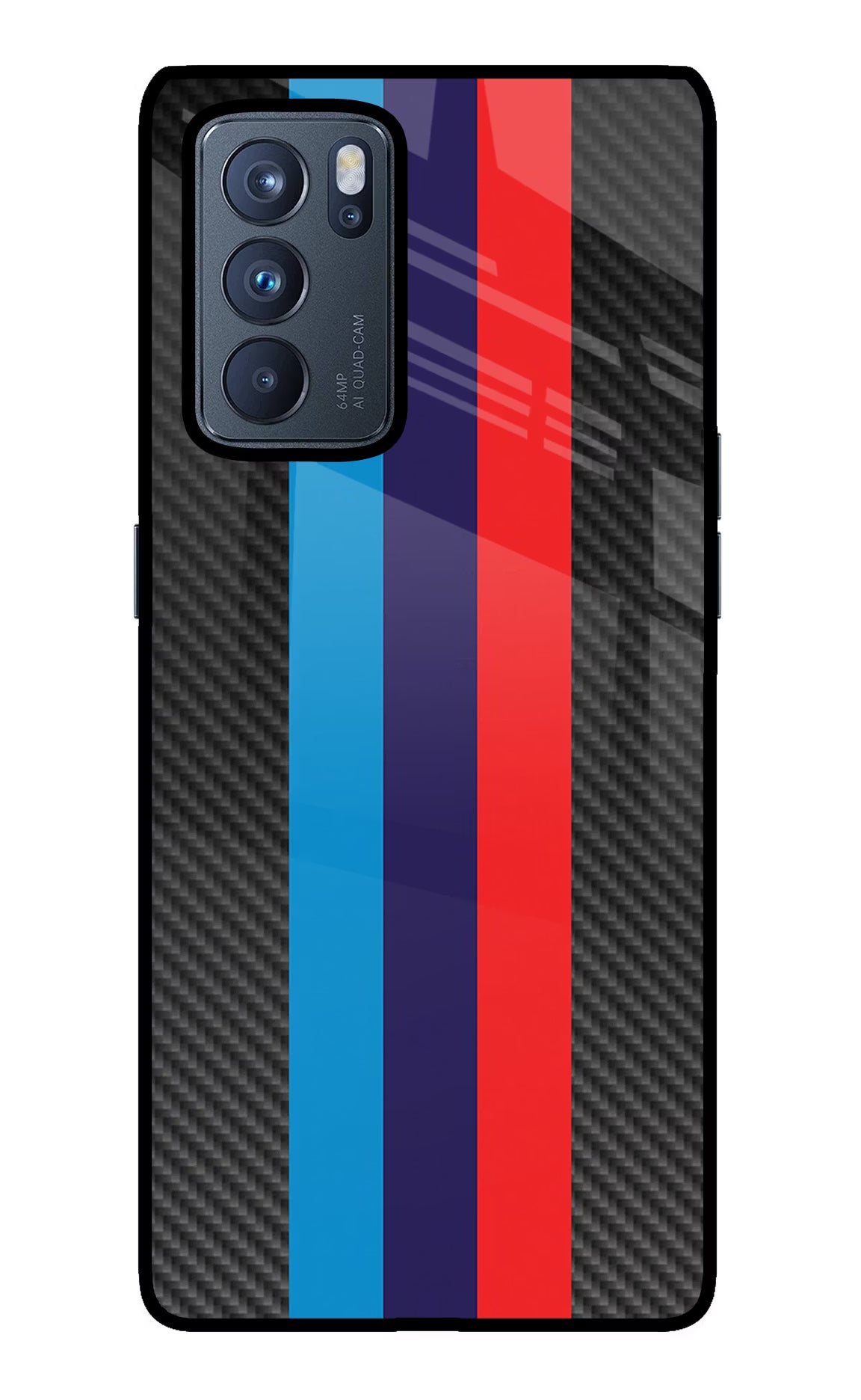 BMW Stripes Pattern Oppo Reno6 Pro 5G Back Cover - BMW Stripes Pattern Oppo Reno6 Pro 5G Glass Case Back Cover by Casekaro BMW Stripes Pattern Oppo Reno6 Pro 5G Glass Case Back Cover by Casekaro