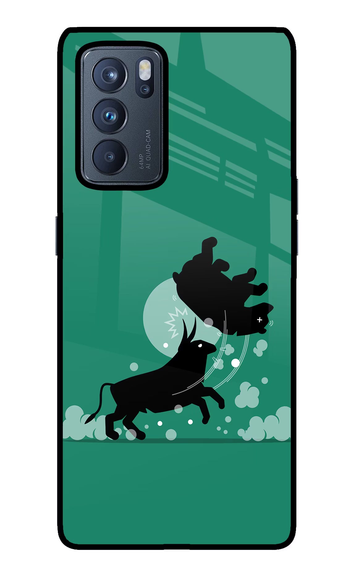 Bull Conqueror Oppo Reno6 Pro 5G Back Cover - Bull Conqueror Oppo Reno6 Pro 5G Glass Case Back Cover by Casekaro Bull Conqueror Oppo Reno6 Pro 5G Glass Case Back Cover by Casekaro