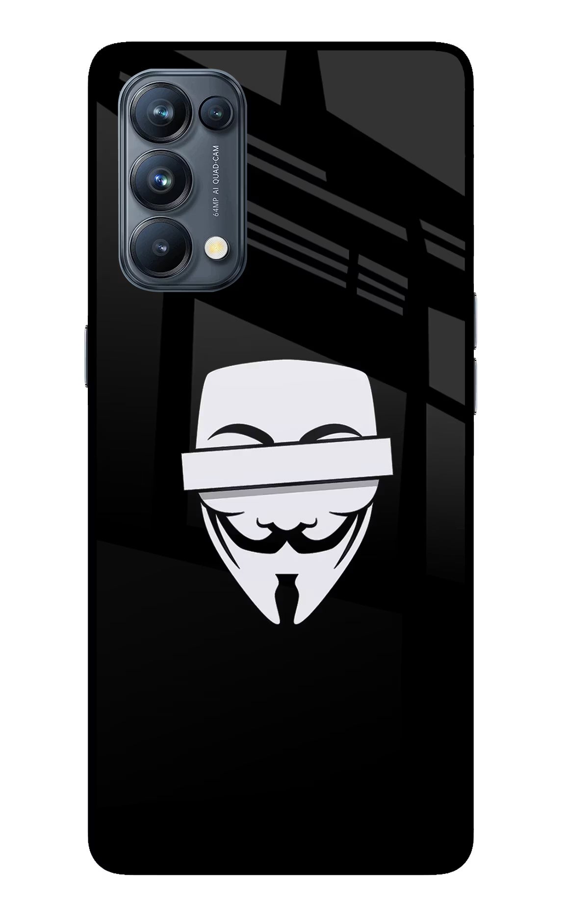 Anonymous Face Oppo Reno5 Pro 5G Back Cover - Anonymous Face Oppo Reno5 Pro 5G Glass Case Back Cover by Casekaro Anonymous Face Oppo Reno5 Pro 5G Glass Case Back Cover by Casekaro