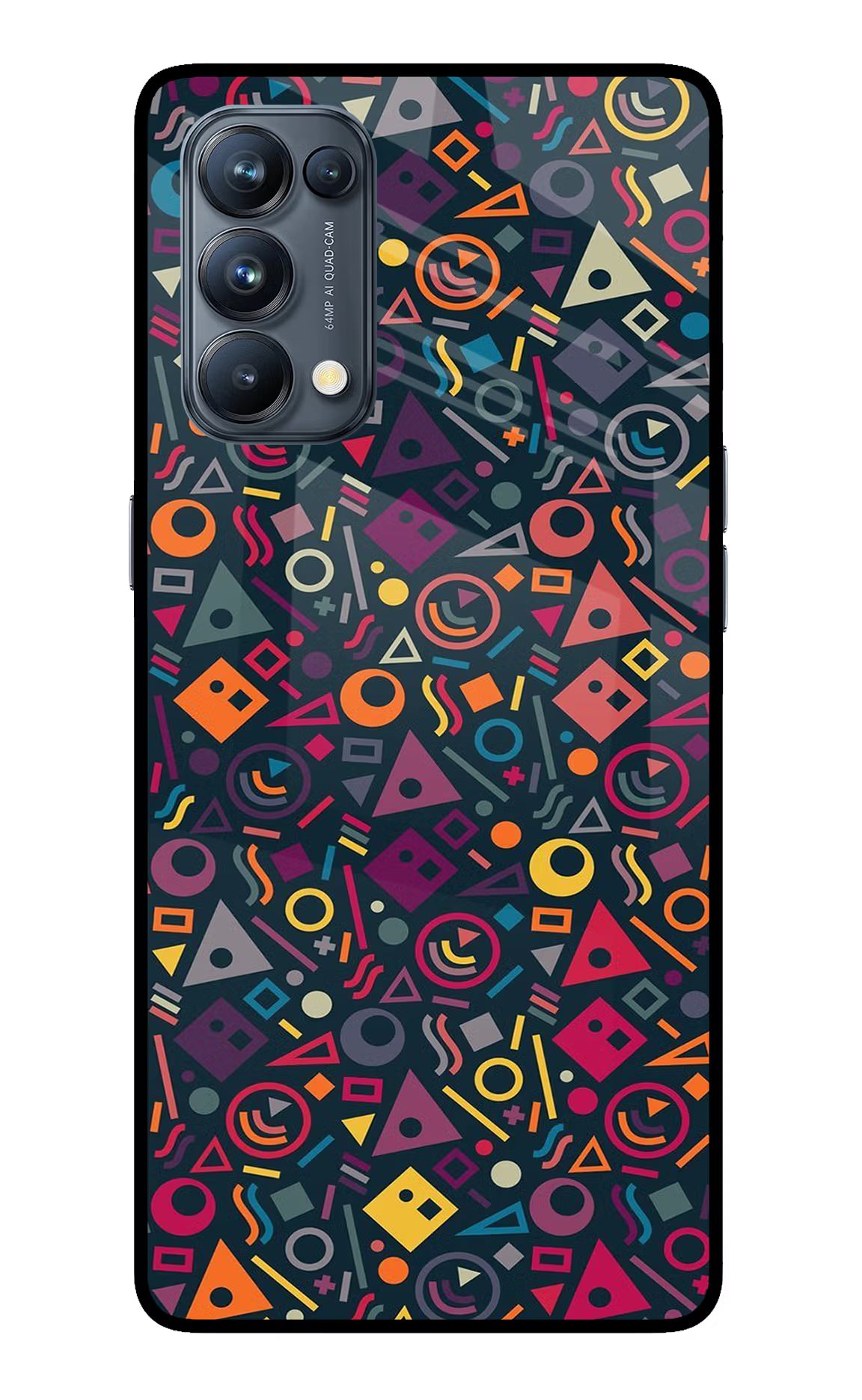 Geometric Abstract Oppo Reno5 Pro 5G Back Cover - Geometric Abstract Oppo Reno5 Pro 5G Glass Case Back Cover by Casekaro Geometric Abstract Oppo Reno5 Pro 5G Glass Case Back Cover by Casekaro