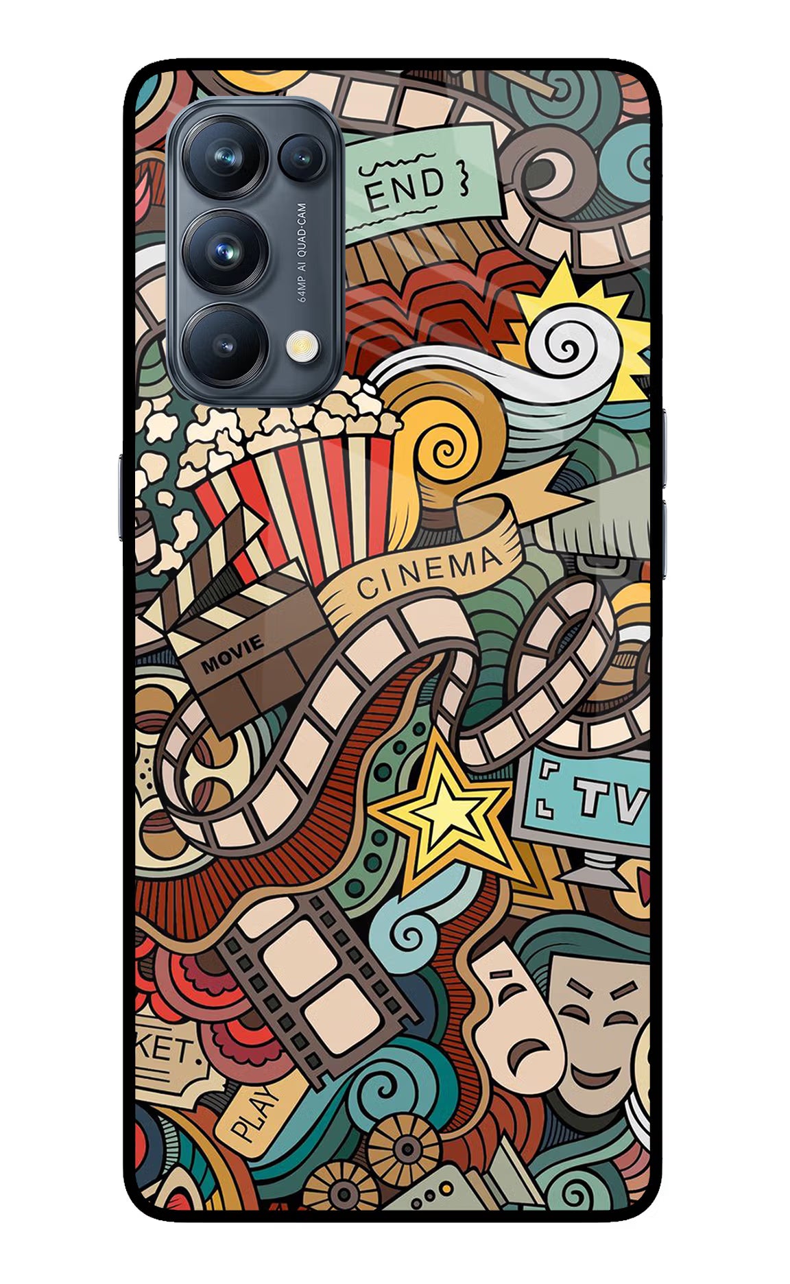 Cinema Abstract Oppo Reno5 Pro 5G Back Cover - Cinema Abstract Oppo Reno5 Pro 5G Glass Case Back Cover by Casekaro Cinema Abstract Oppo Reno5 Pro 5G Glass Case Back Cover by Casekaro