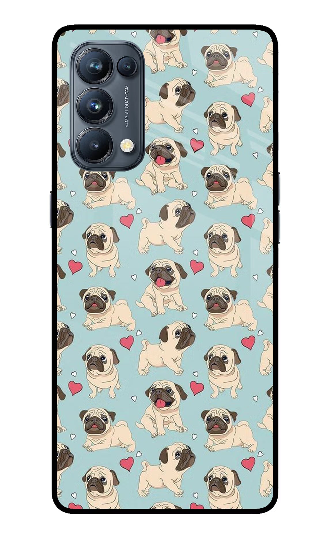 Pug Dog Oppo Reno5 Pro 5G Back Cover - Pug Dog Oppo Reno5 Pro 5G Glass Case Back Cover by Casekaro Pug Dog Oppo Reno5 Pro 5G Glass Case Back Cover by Casekaro