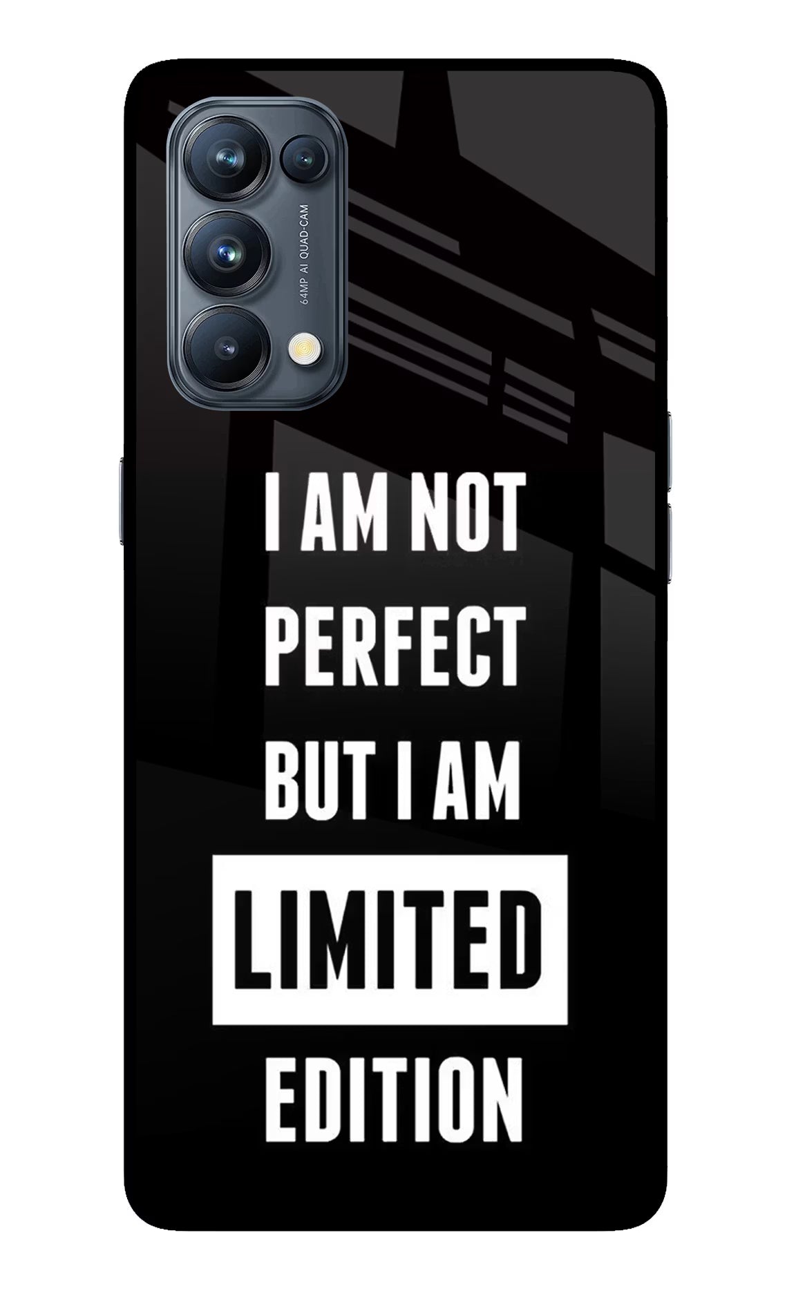 I Am Not Perfect But I Am Limited Edition Oppo Reno5 Pro 5G Back Cover - I Am Not Perfect But I Am Limited Edition Oppo Reno5 Pro 5G Glass Case Back Cover by Casekaro I Am Not Perfect But I Am Limited Edition Oppo Reno5 Pro 5G Glass Case Back Cover by Casekaro