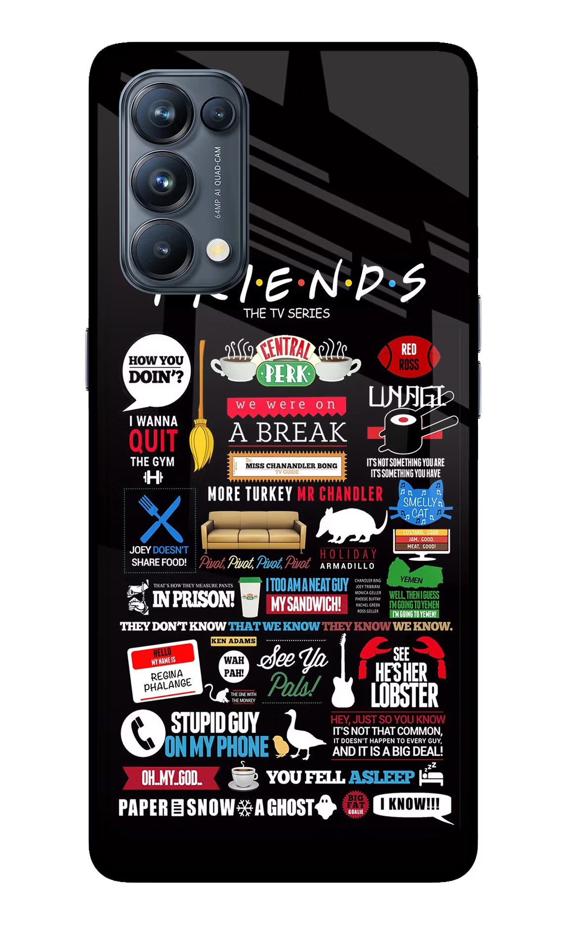 FRIENDS Oppo Reno5 Pro 5G Back Cover - FRIENDS Oppo Reno5 Pro 5G Glass Case Back Cover by Casekaro FRIENDS Oppo Reno5 Pro 5G Glass Case Back Cover by Casekaro