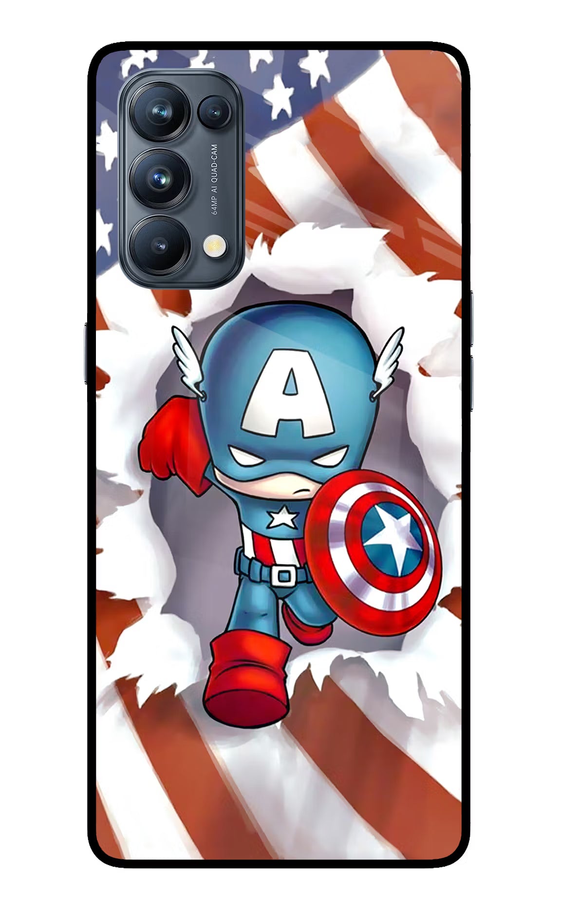 Captain America Oppo Reno5 Pro 5G Back Cover - Captain America Oppo Reno5 Pro 5G Glass Case Back Cover by Casekaro Captain America Oppo Reno5 Pro 5G Glass Case Back Cover by Casekaro