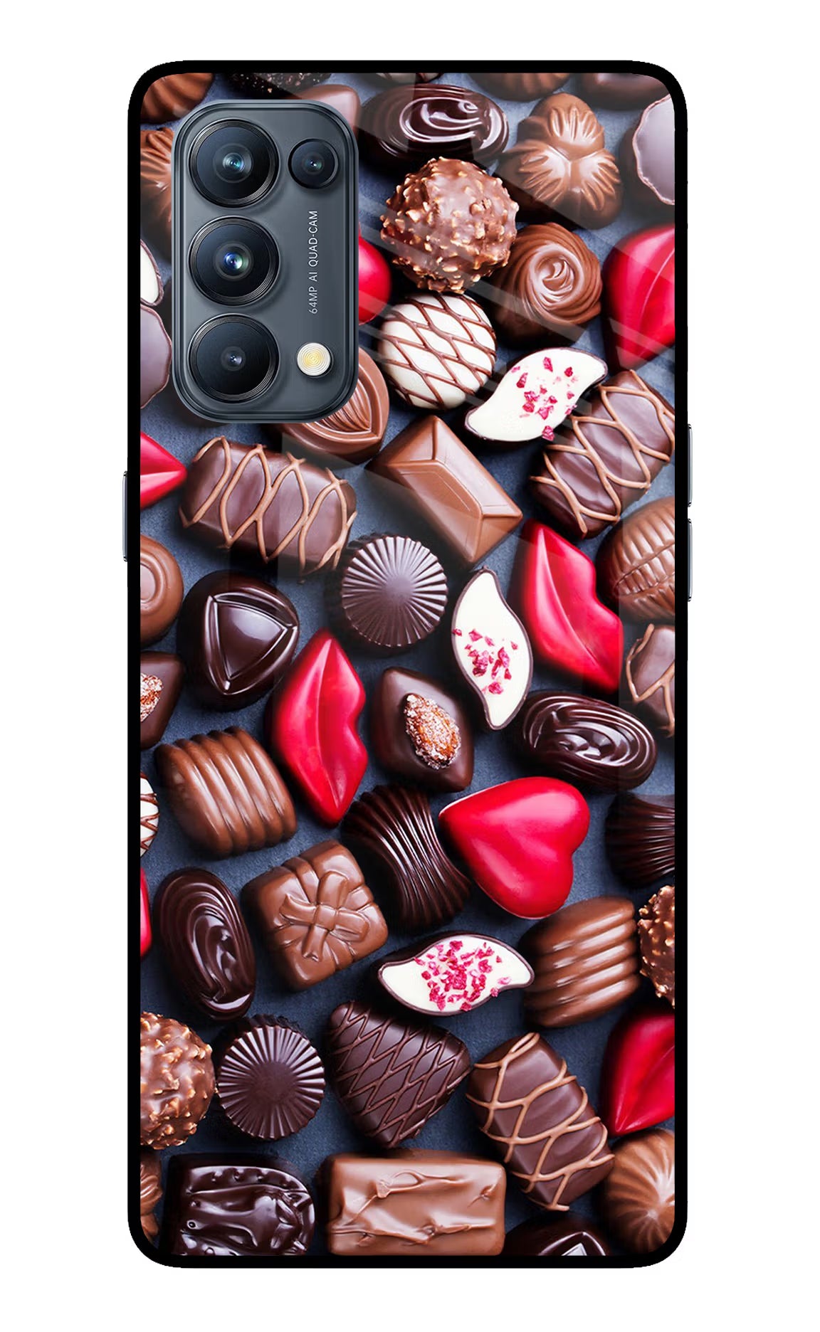 Chocolates Oppo Reno5 Pro 5G Back Cover - Chocolates Oppo Reno5 Pro 5G Glass Case Back Cover by Casekaro Chocolates Oppo Reno5 Pro 5G Glass Case Back Cover by Casekaro