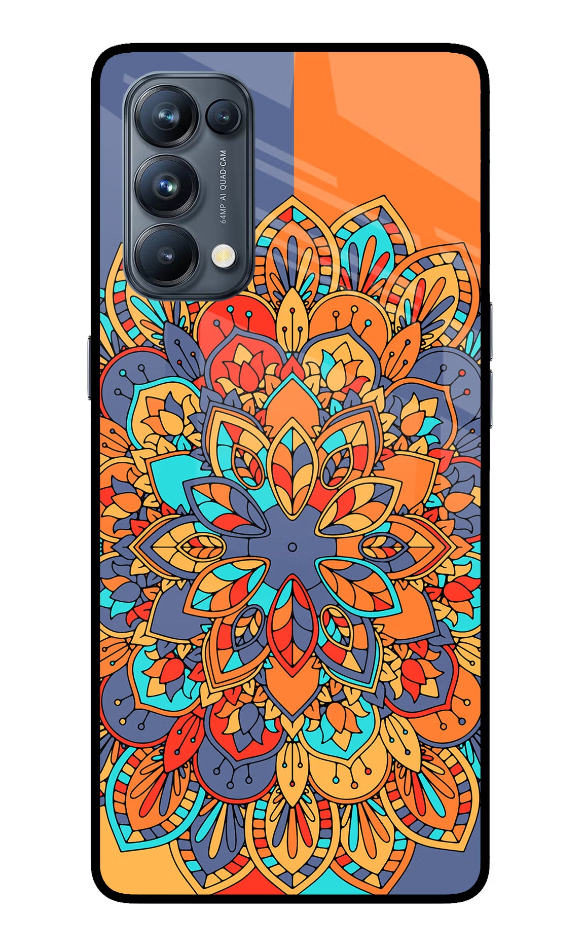 Color Mandala Oppo Reno5 Pro 5G Back Cover - Color Mandala Oppo Reno5 Pro 5G Glass Case Back Cover by Casekaro Color Mandala Oppo Reno5 Pro 5G Glass Case Back Cover by Casekaro