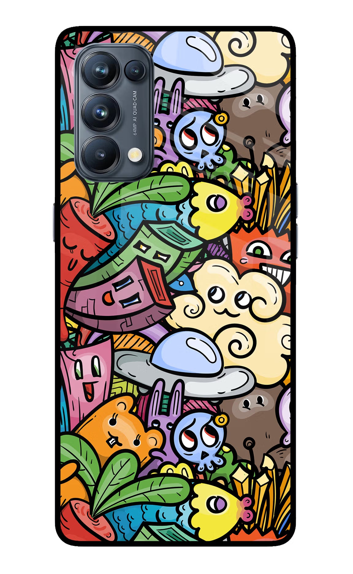 Veggie Doodle Oppo Reno5 Pro 5G Back Cover - Veggie Doodle Oppo Reno5 Pro 5G Glass Case Back Cover by Casekaro Veggie Doodle Oppo Reno5 Pro 5G Glass Case Back Cover by Casekaro
