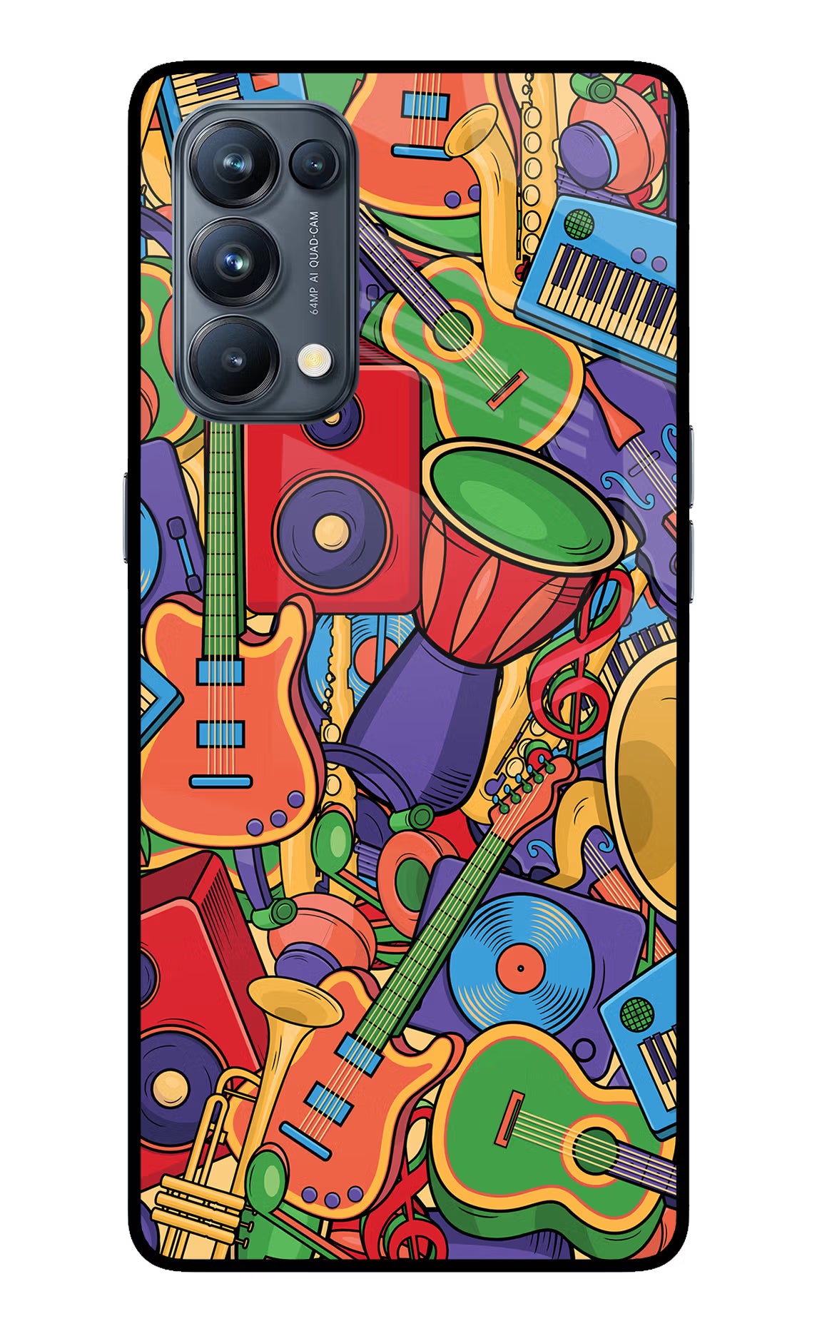 Music Instrument Doodle Oppo Reno5 Pro 5G Back Cover - Music Instrument Doodle Oppo Reno5 Pro 5G Glass Case Back Cover by Casekaro Music Instrument Doodle Oppo Reno5 Pro 5G Glass Case Back Cover by Casekaro