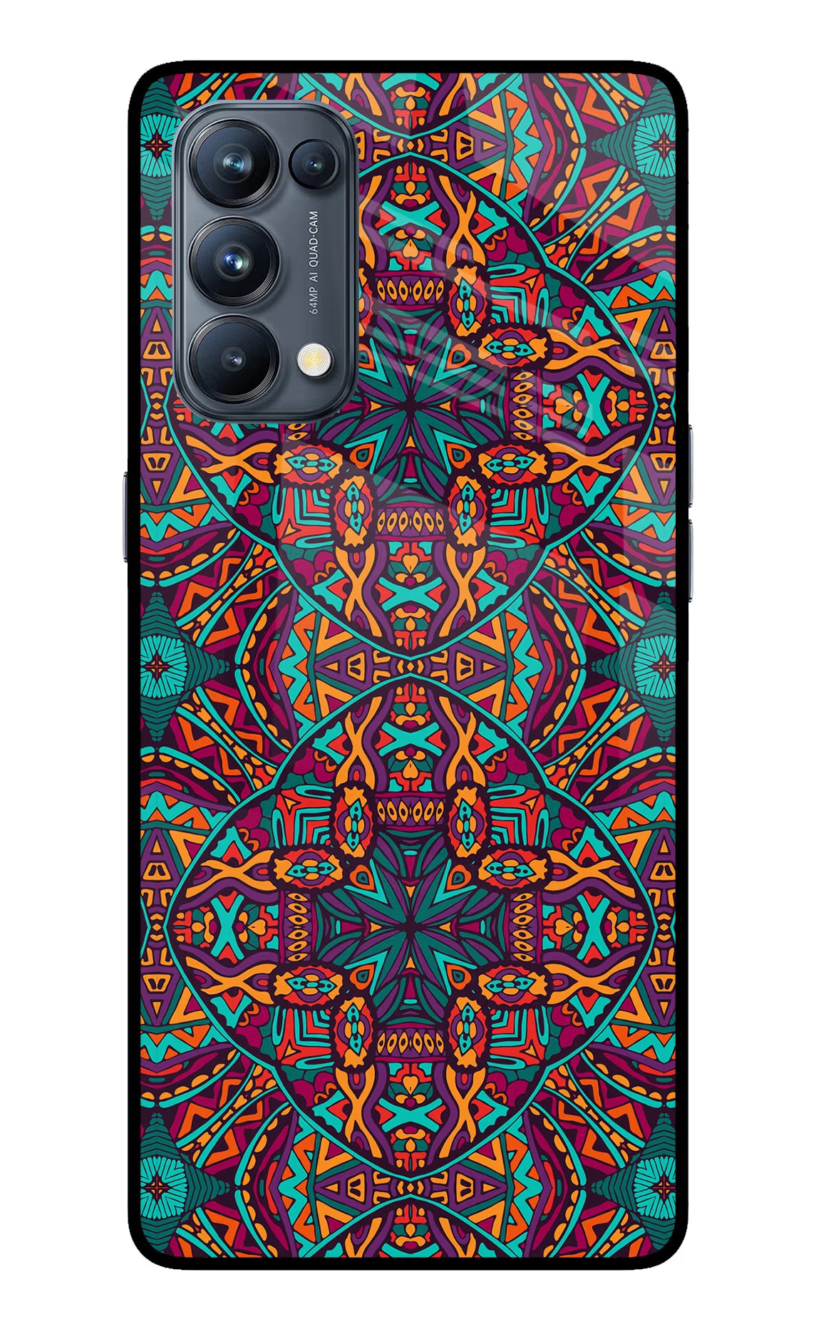 Colour Mandala Oppo Reno5 Pro 5G Back Cover - Colour Mandala Oppo Reno5 Pro 5G Glass Case Back Cover by Casekaro Colour Mandala Oppo Reno5 Pro 5G Glass Case Back Cover by Casekaro