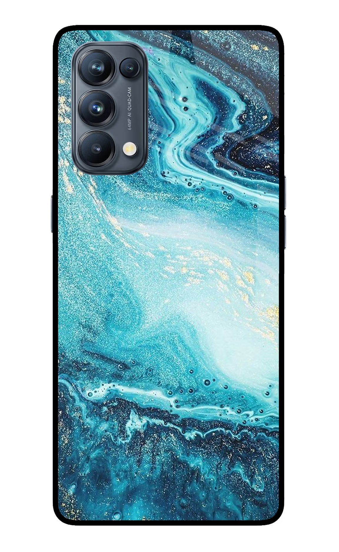 Blue Glitter Marble Oppo Reno5 Pro 5G Back Cover - Blue Glitter Marble Oppo Reno5 Pro 5G Glass Case Back Cover by Casekaro Blue Glitter Marble Oppo Reno5 Pro 5G Glass Case Back Cover by Casekaro