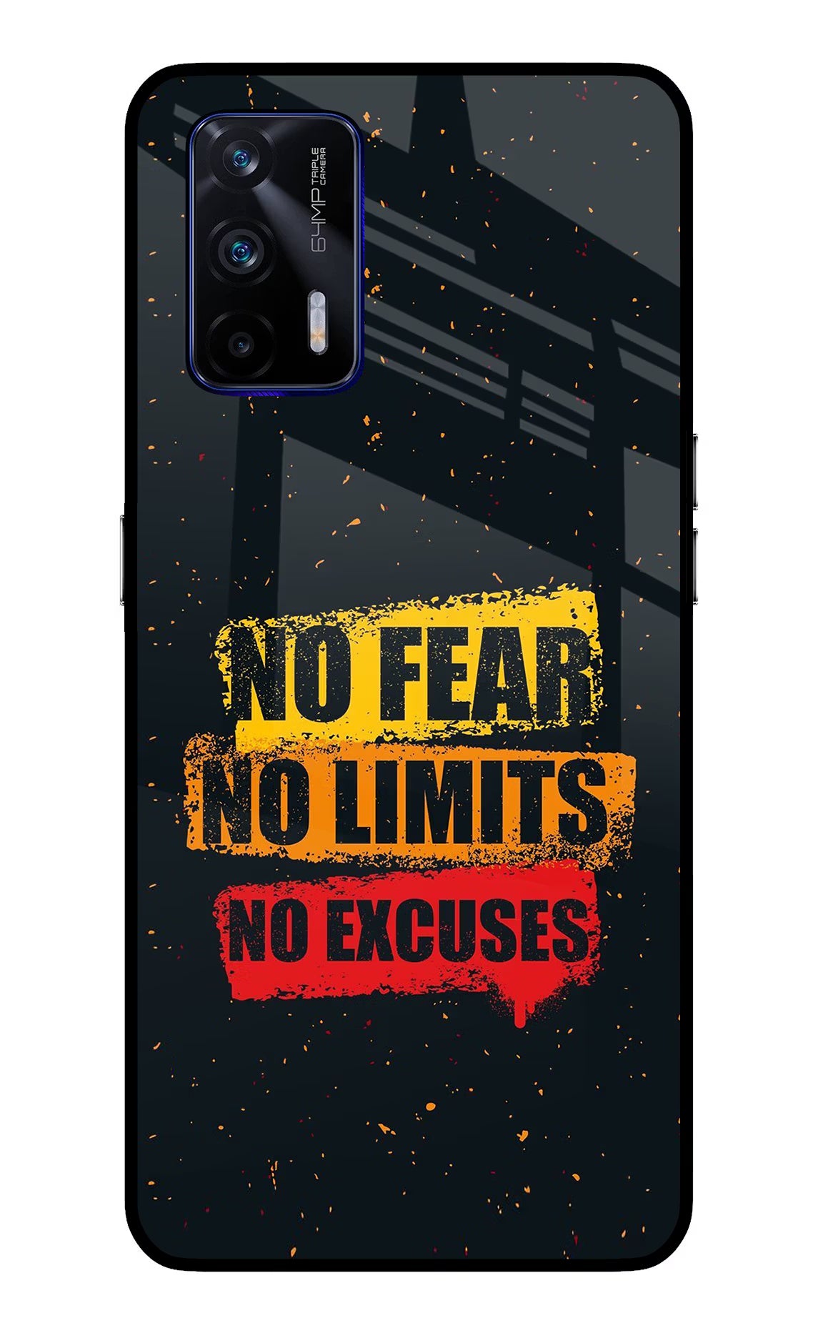 No Fear No Limits No Excuse Realme GT 5G Back Cover - No Fear No Limits No Excuse Realme GT 5G Glass Case Back Cover by Casekaro No Fear No Limits No Excuse Realme GT 5G Glass Case Back Cover by Casekaro